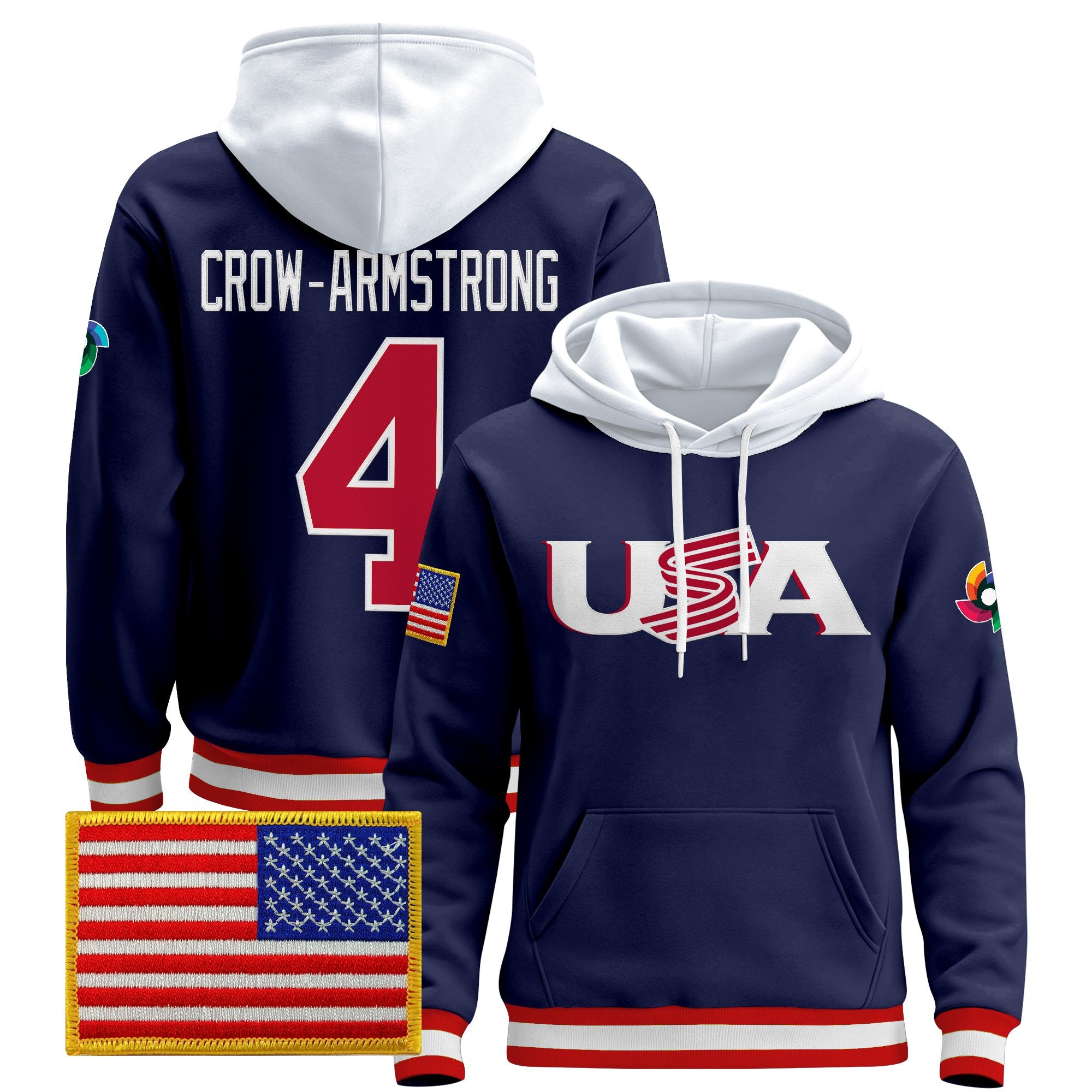 Men's Team USA 2026 World Baseball Classic Vapor Premier Hoodie Jersey - All Stitched