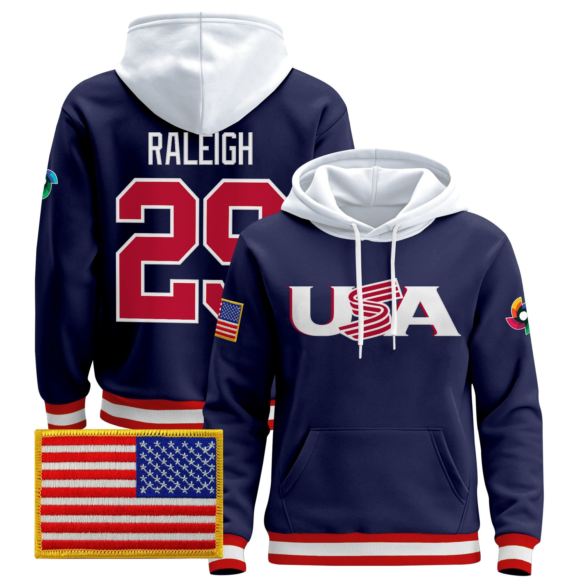 Men's Team USA 2026 World Baseball Classic Vapor Premier Hoodie Jersey - All Stitched