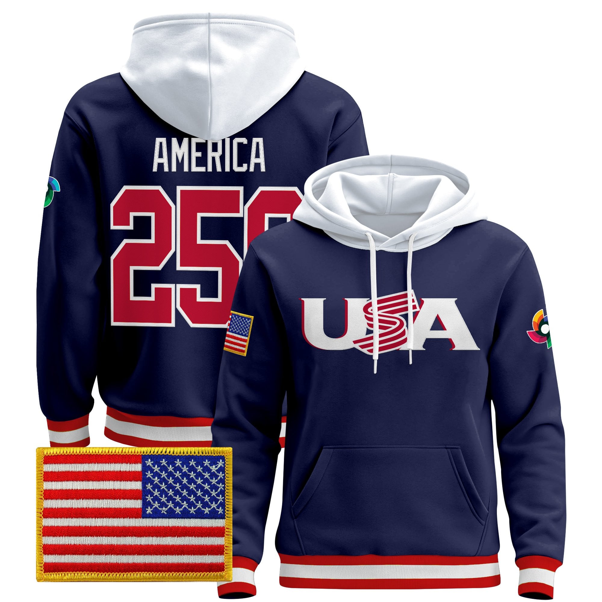 Men's Team USA 2026 World Baseball Classic Vapor Premier Hoodie Jersey - All Stitched
