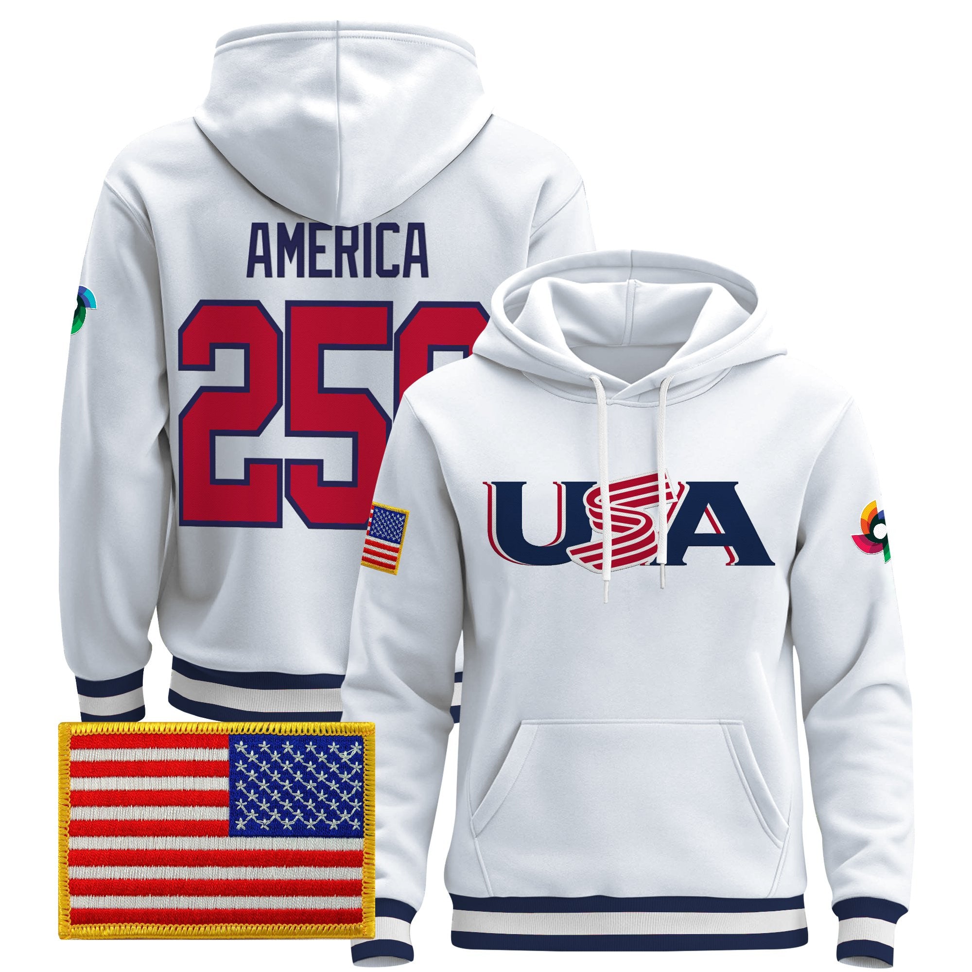 Men's Team USA 2026 World Baseball Classic Vapor Premier Hoodie Jersey - All Stitched