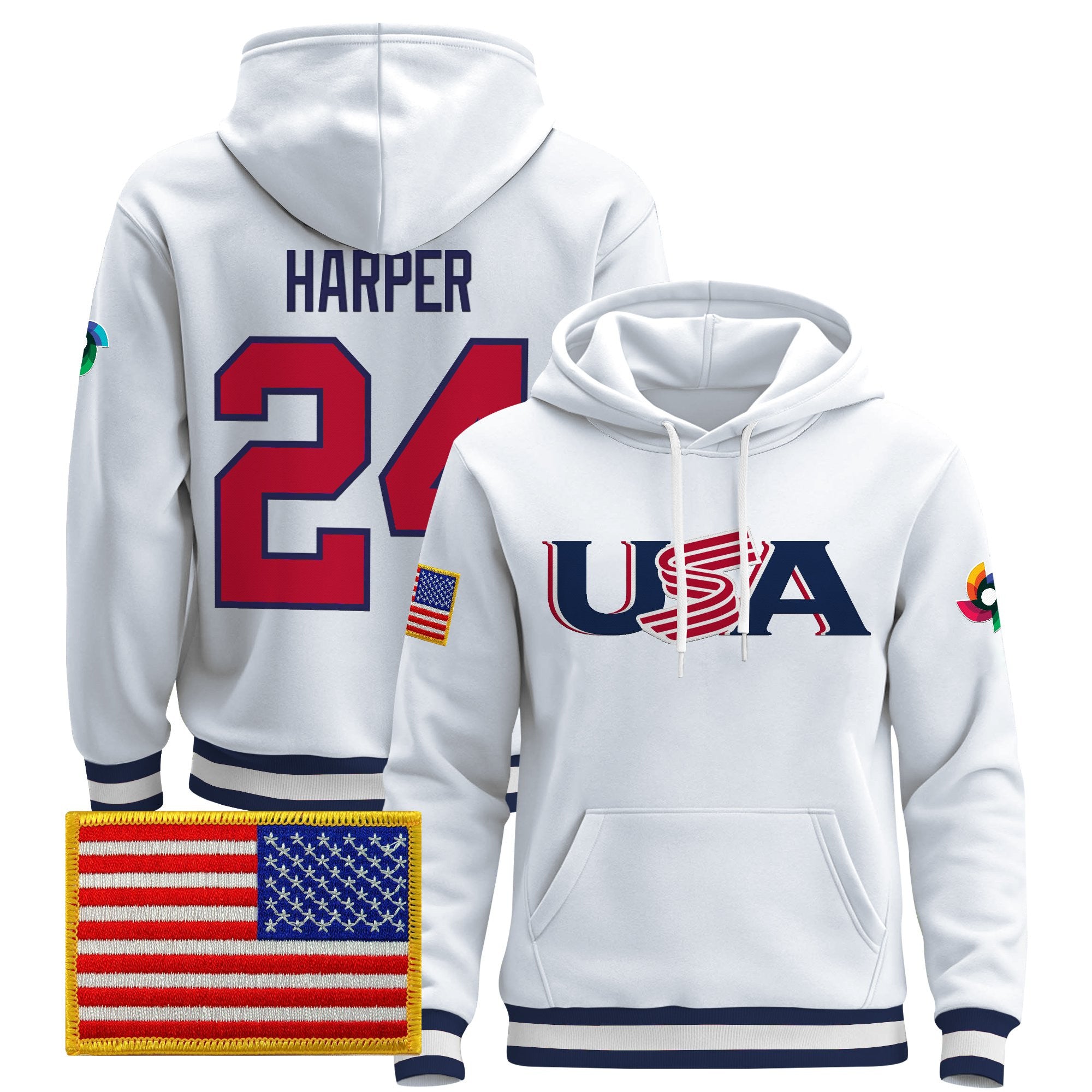 Men's Team USA 2026 World Baseball Classic Vapor Premier Hoodie Jersey - All Stitched