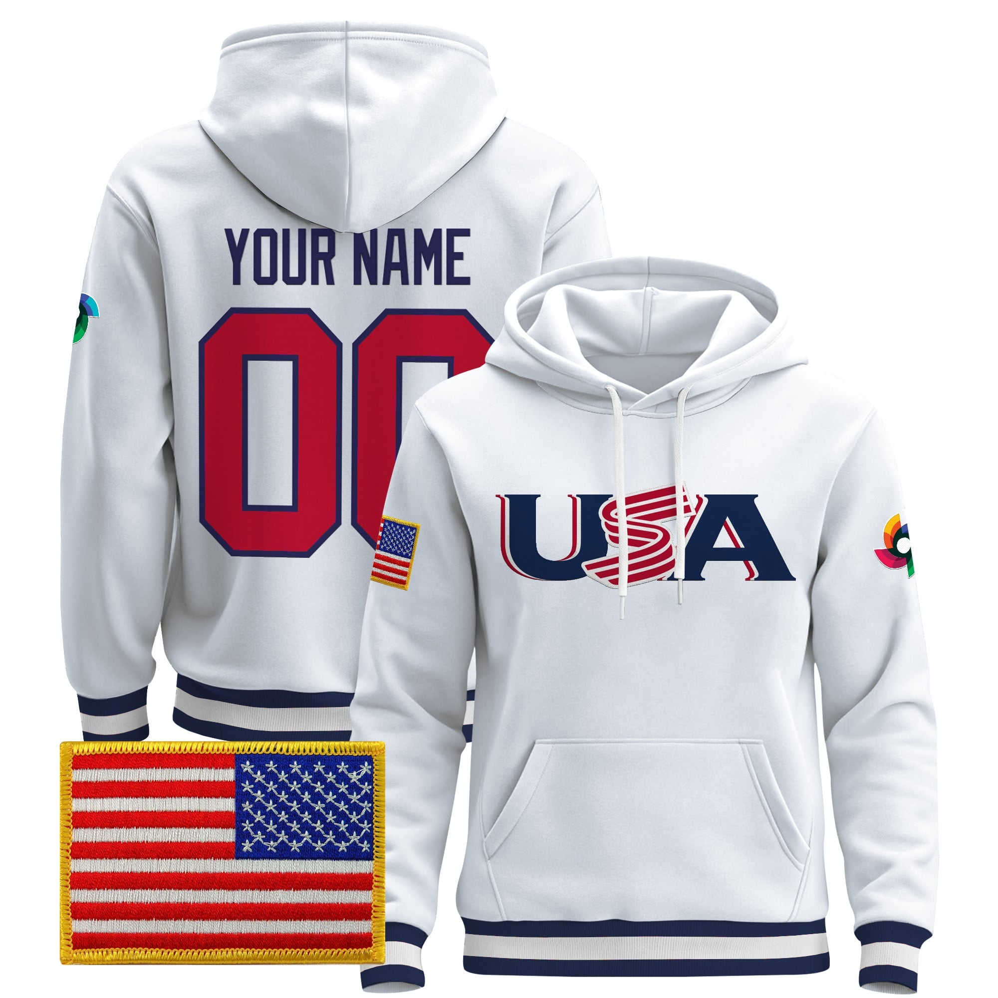 Team USA 2026 World Baseball Classic Vapor Premier Custom Hoodie Jersey - All Stitched