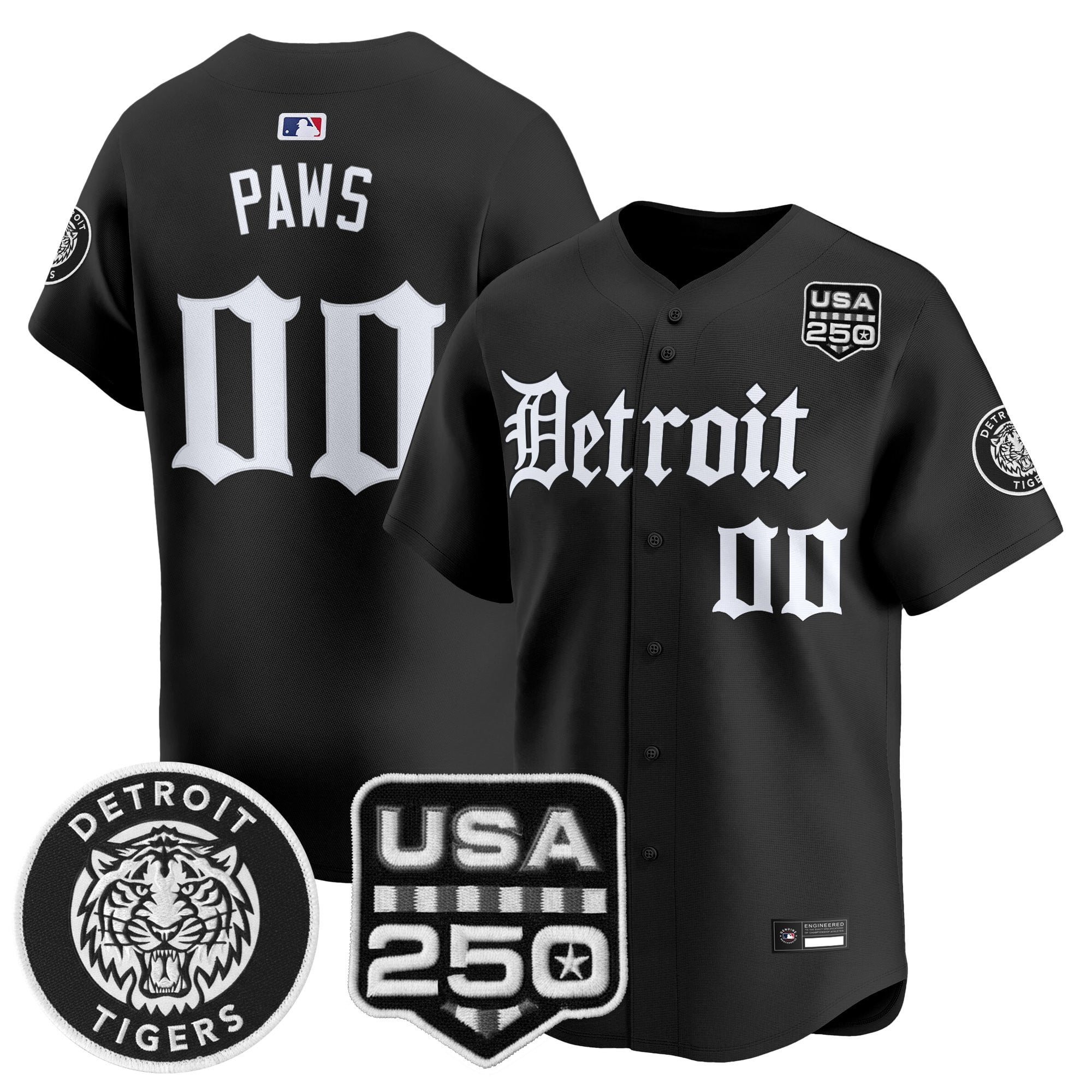 Men's Detroit Tigers ‘Gothic Edition’ Vapor Premier Limited Jersey - All Stitched