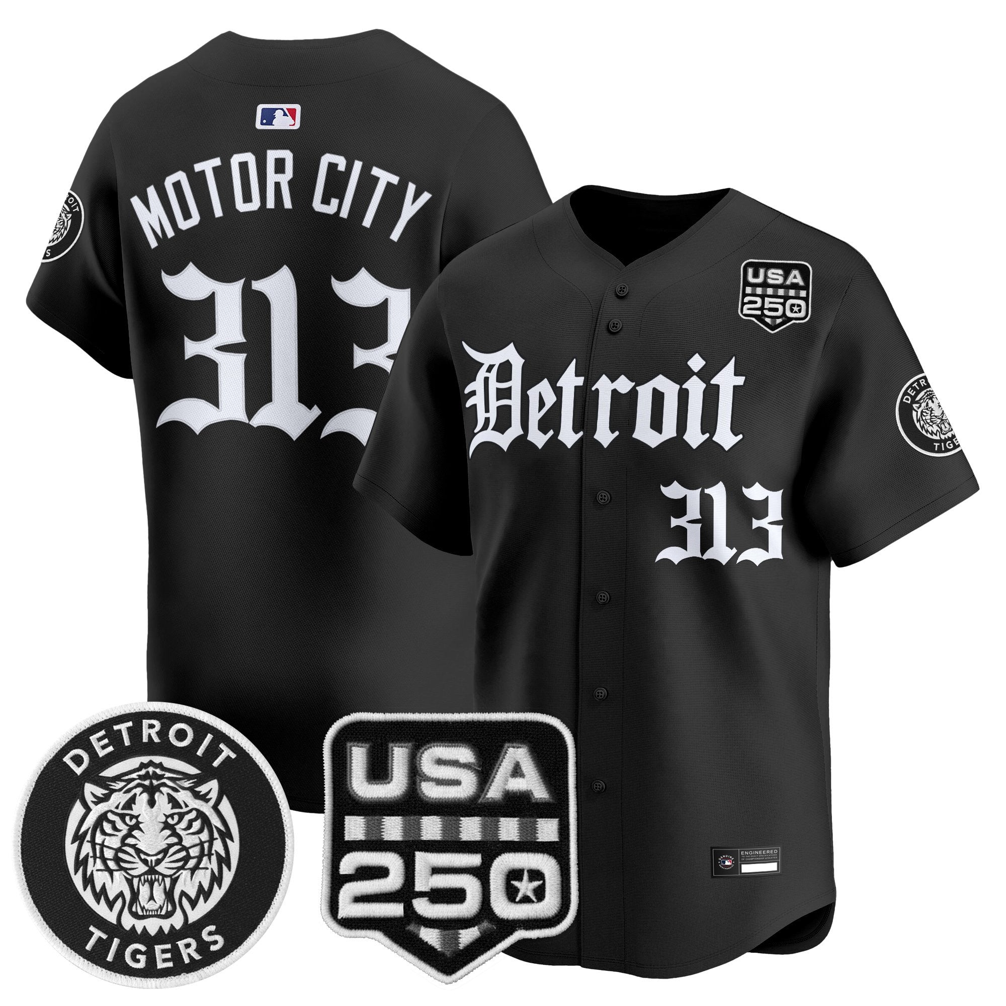 Men's Detroit Tigers ‘Gothic Edition’ Vapor Premier Limited Jersey - All Stitched