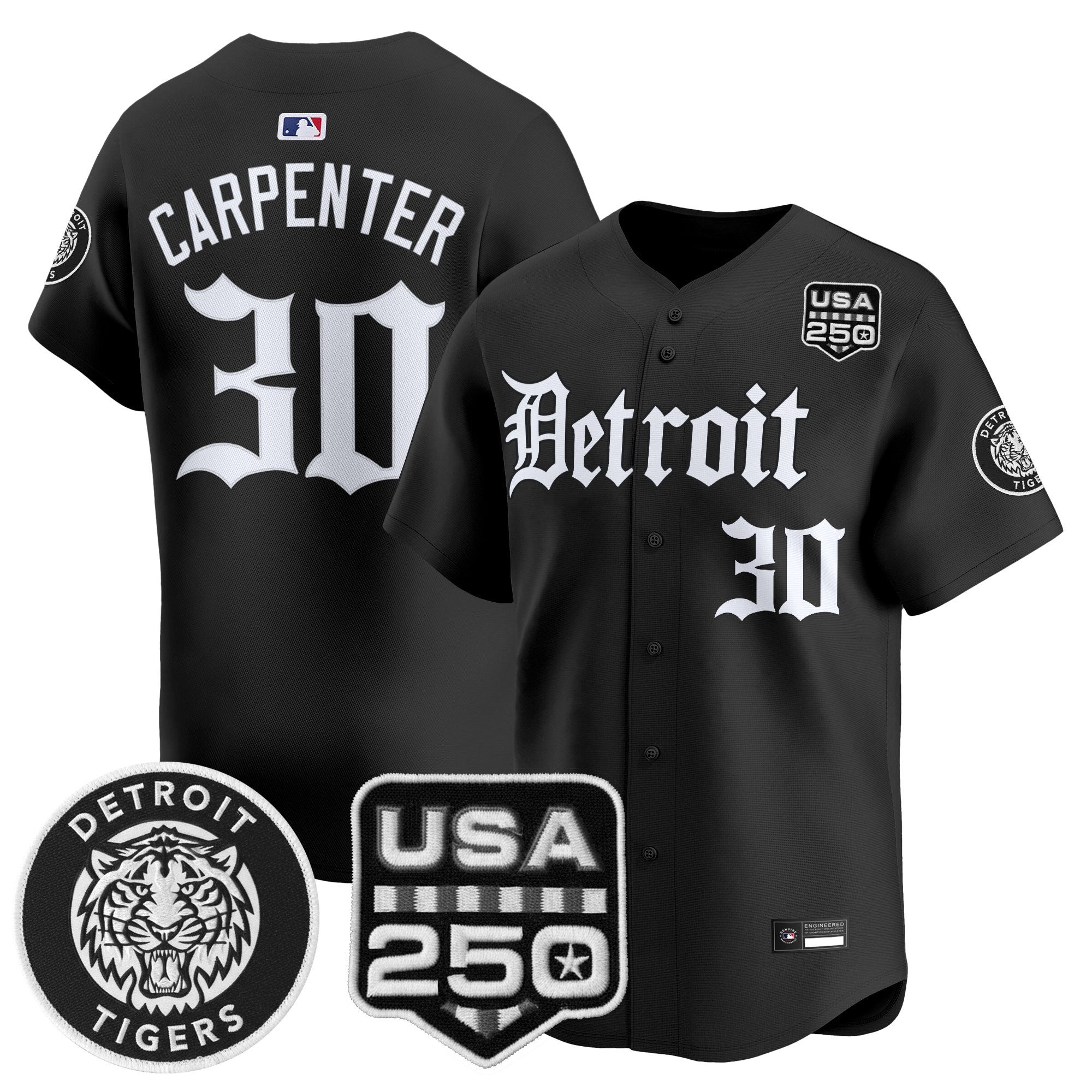 Men's Detroit Tigers ‘Gothic Edition’ Vapor Premier Limited Jersey - All Stitched