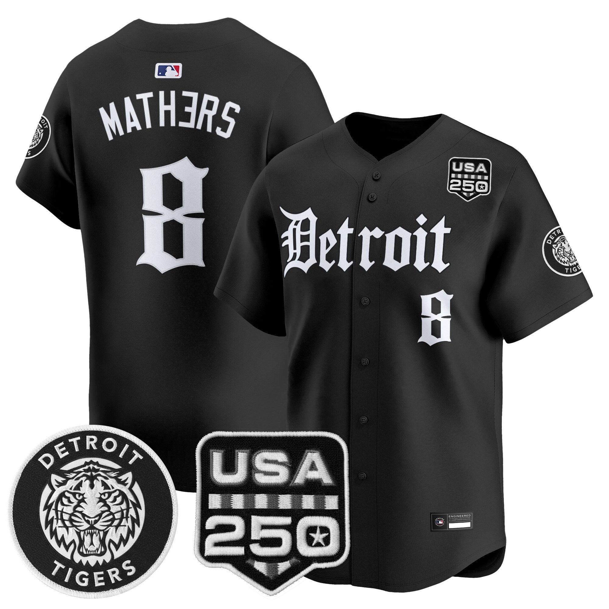 Men's Detroit Tigers ‘Gothic Edition’ Vapor Premier Limited Jersey - All Stitched