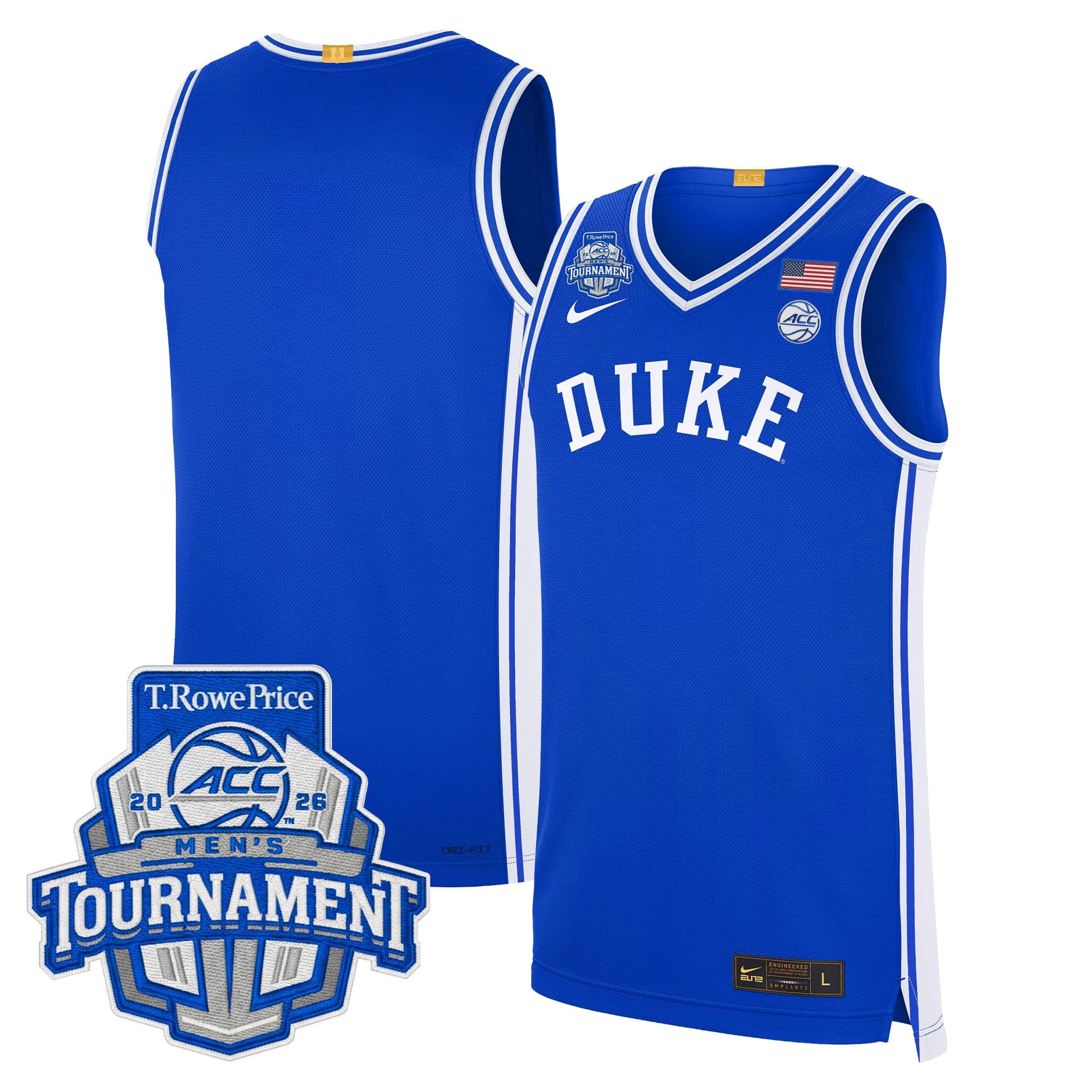Men's Duke Blue Devils 2026 ACC Conference Tournament Champions Basketball Jersey - All Stitched
