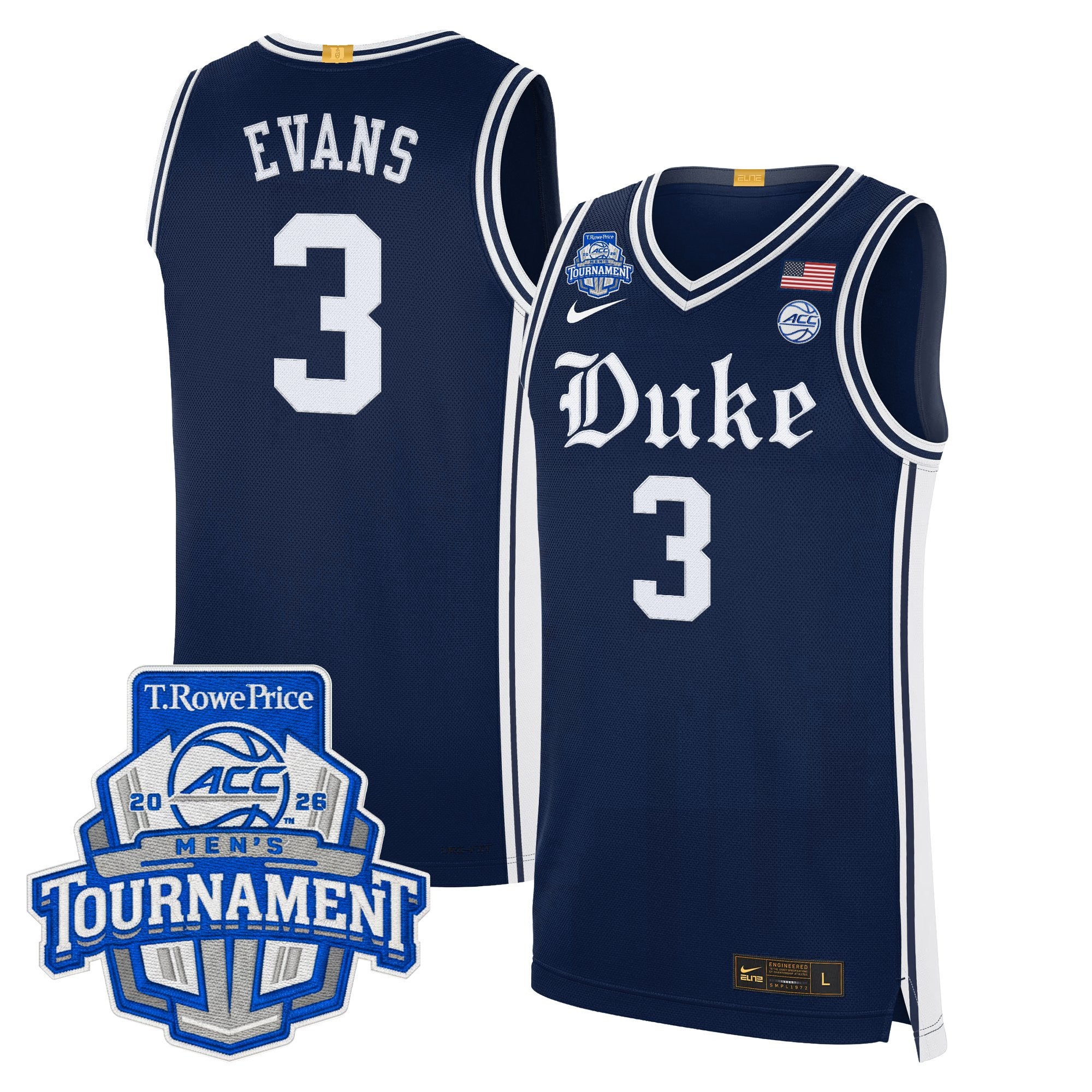 Men's Duke Blue Devils 2026 ACC Conference Tournament Champions Basketball Jersey - All Stitched