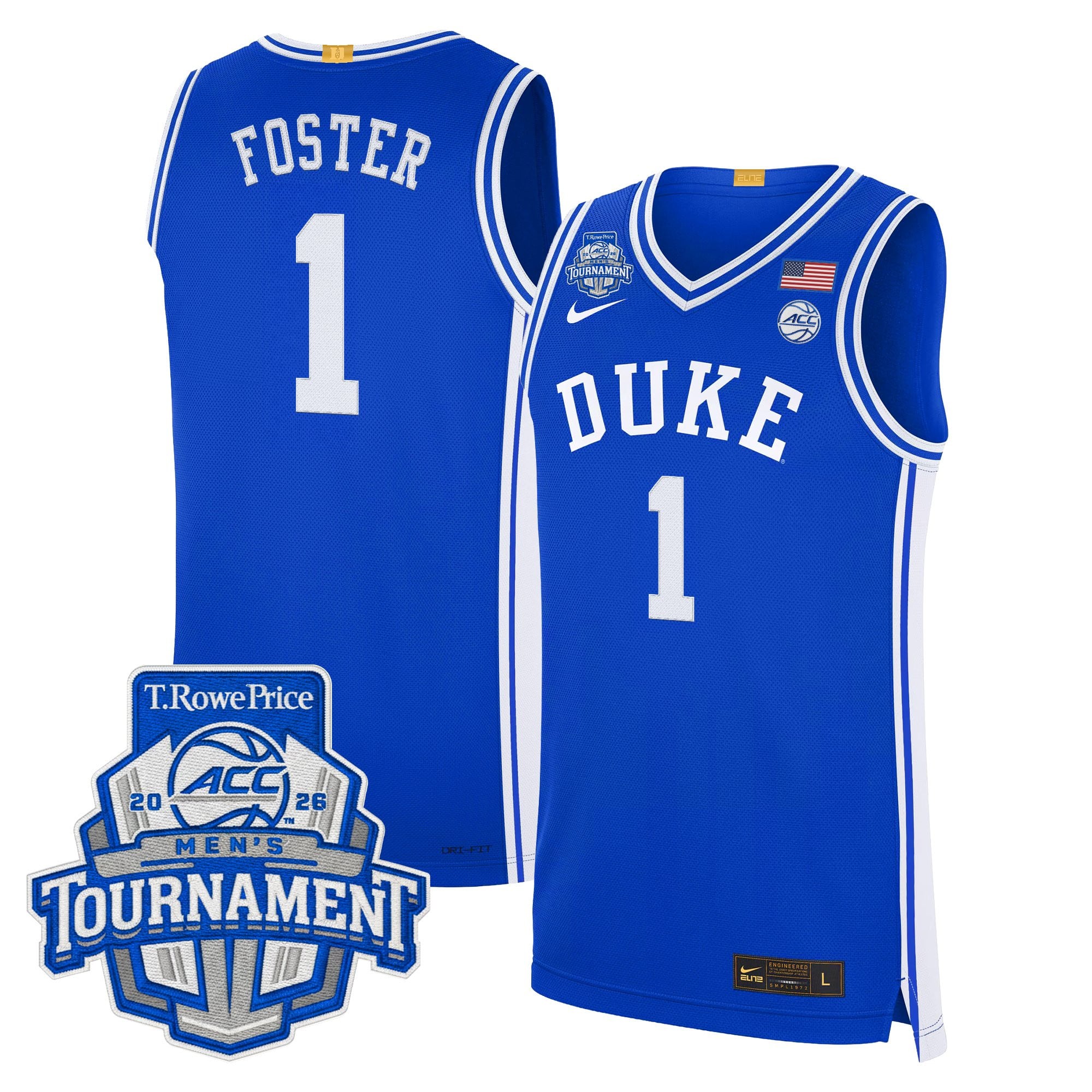 Men's Duke Blue Devils 2026 ACC Conference Tournament Champions Basketball Jersey - All Stitched