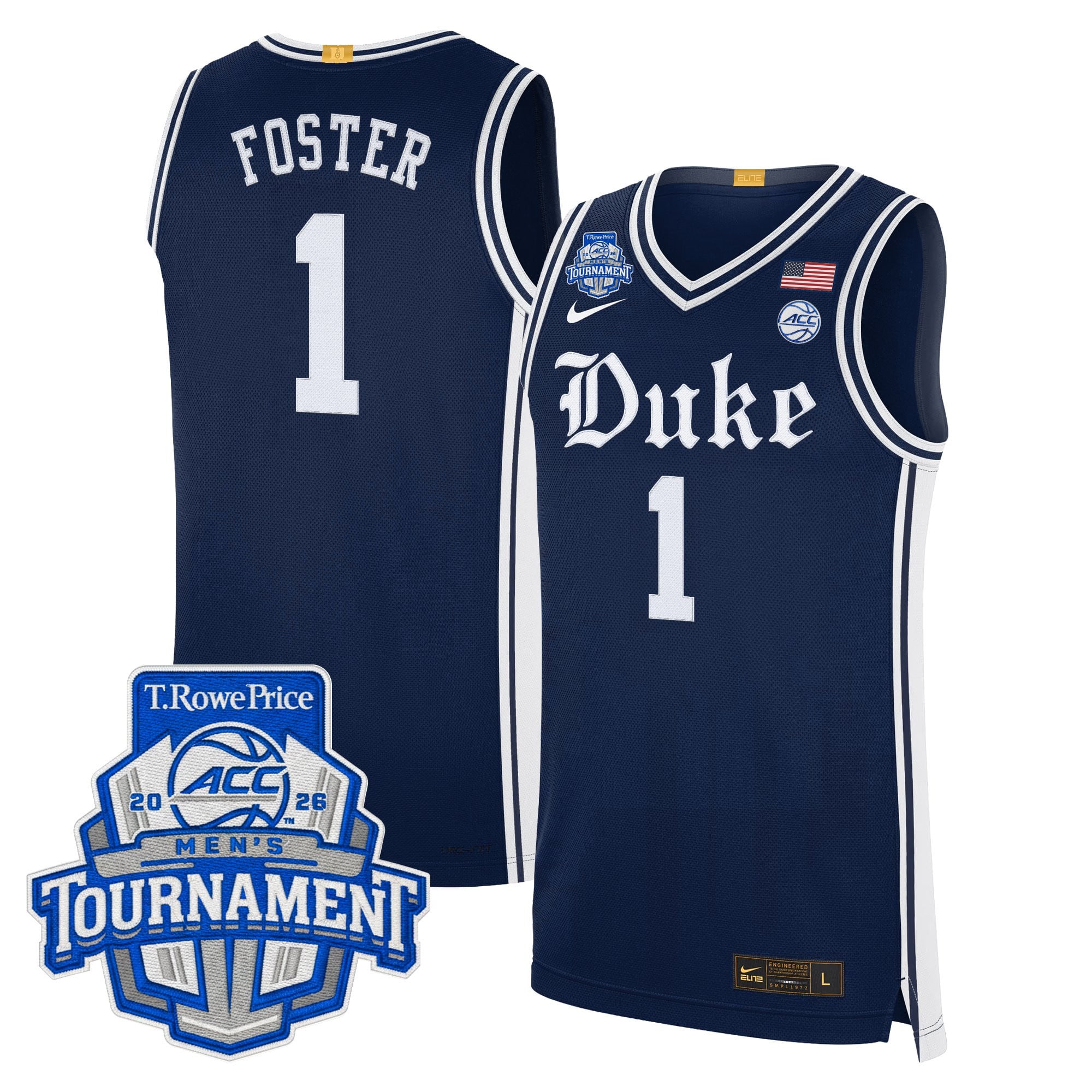 Men's Duke Blue Devils 2026 ACC Conference Tournament Champions Basketball Jersey - All Stitched