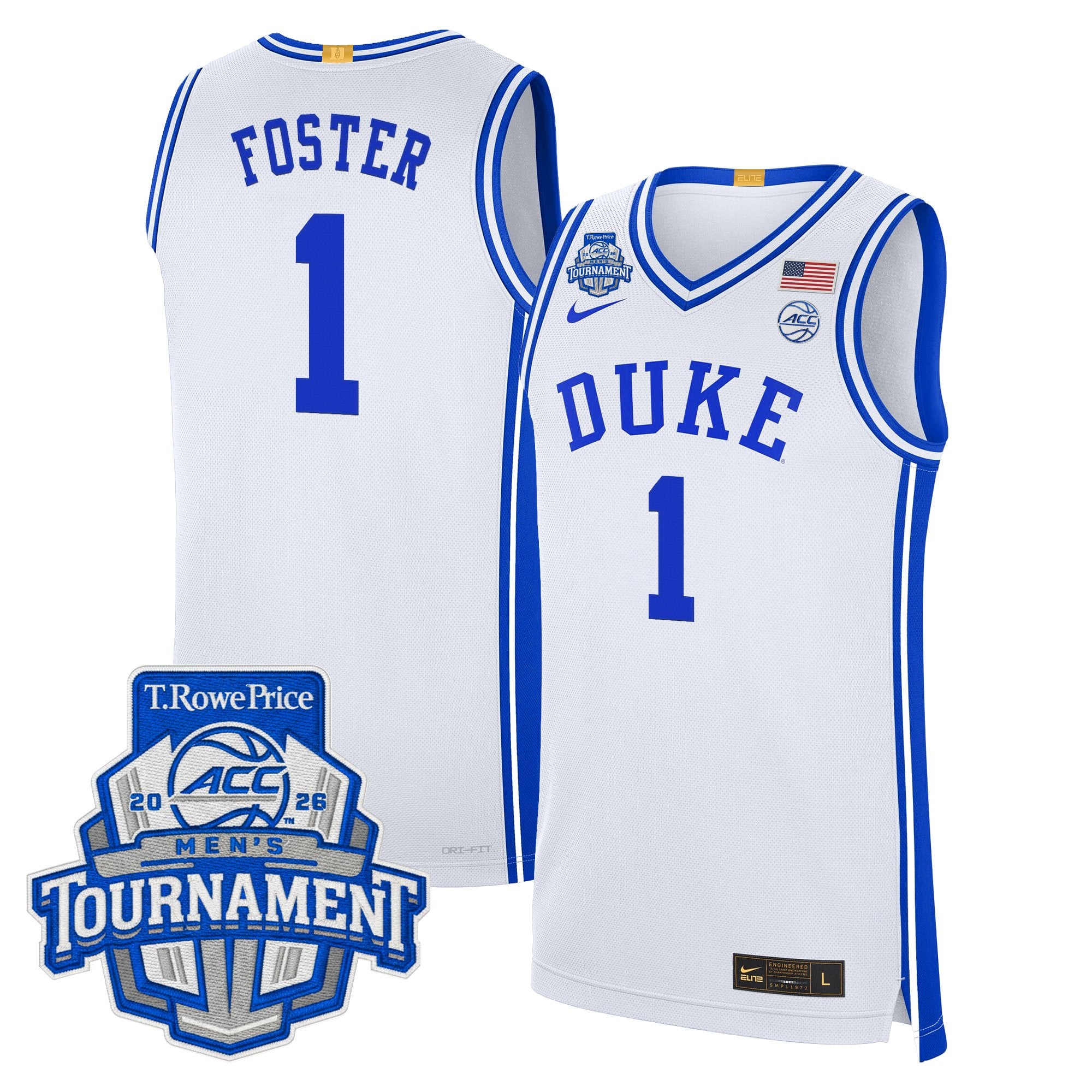 Men's Duke Blue Devils 2026 ACC Conference Tournament Champions Basketball Jersey - All Stitched
