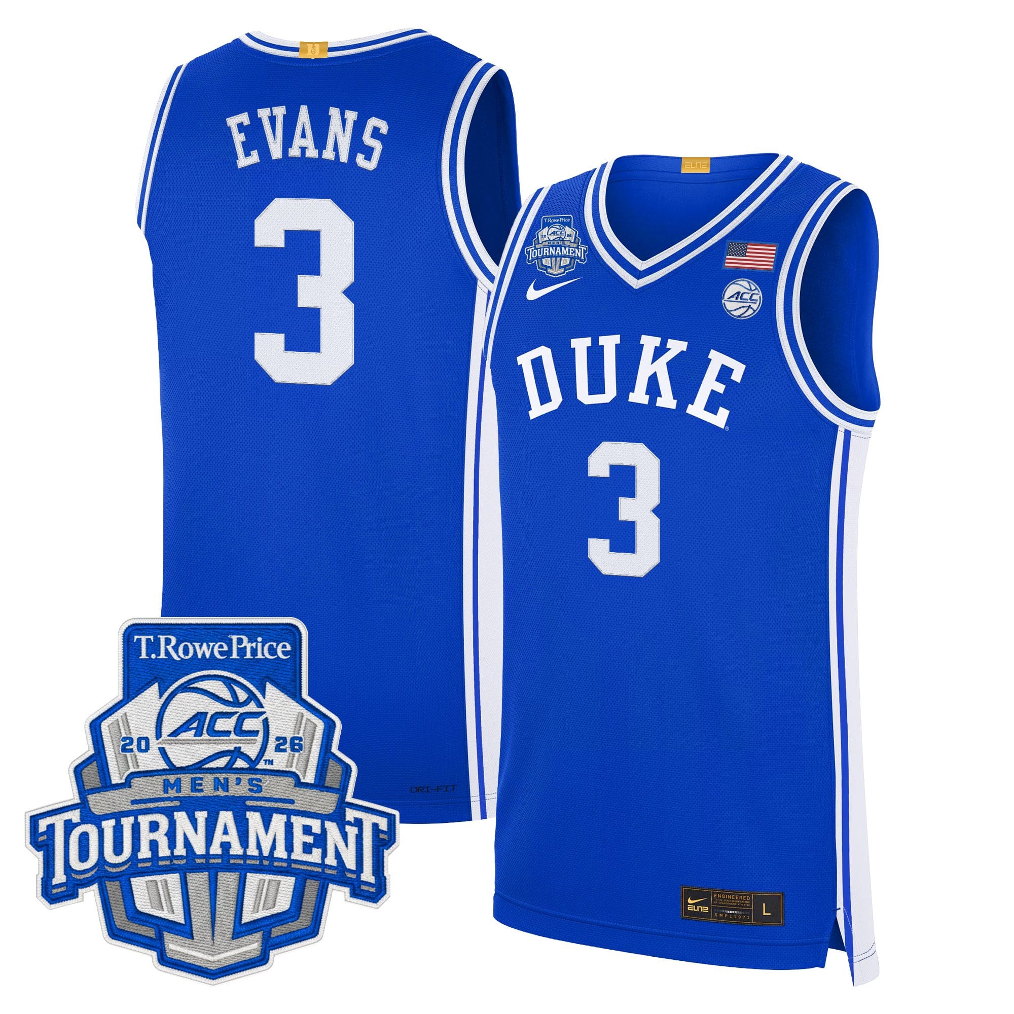 Men's Duke Blue Devils 2026 ACC Conference Tournament Champions Basketball Jersey - All Stitched