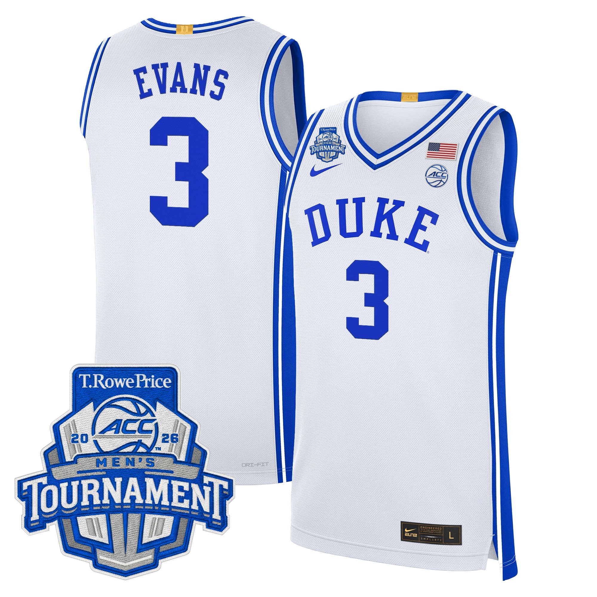 Men's Duke Blue Devils 2026 ACC Conference Tournament Champions Basketball Jersey - All Stitched
