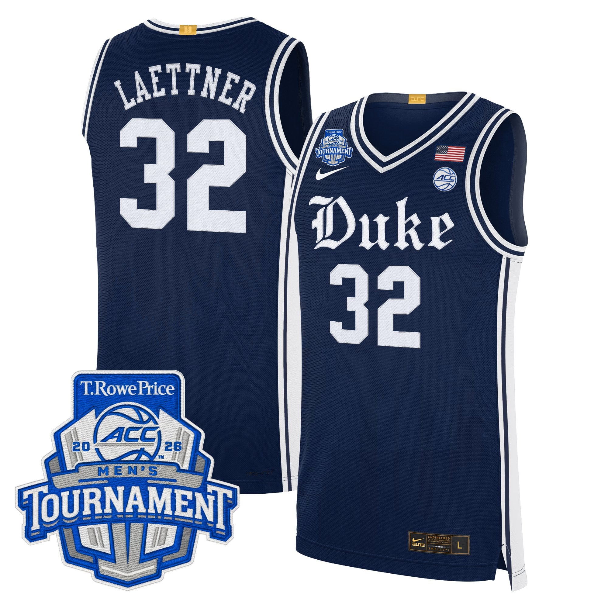 Men's Duke Blue Devils 2026 ACC Conference Tournament Champions Basketball Jersey - All Stitched