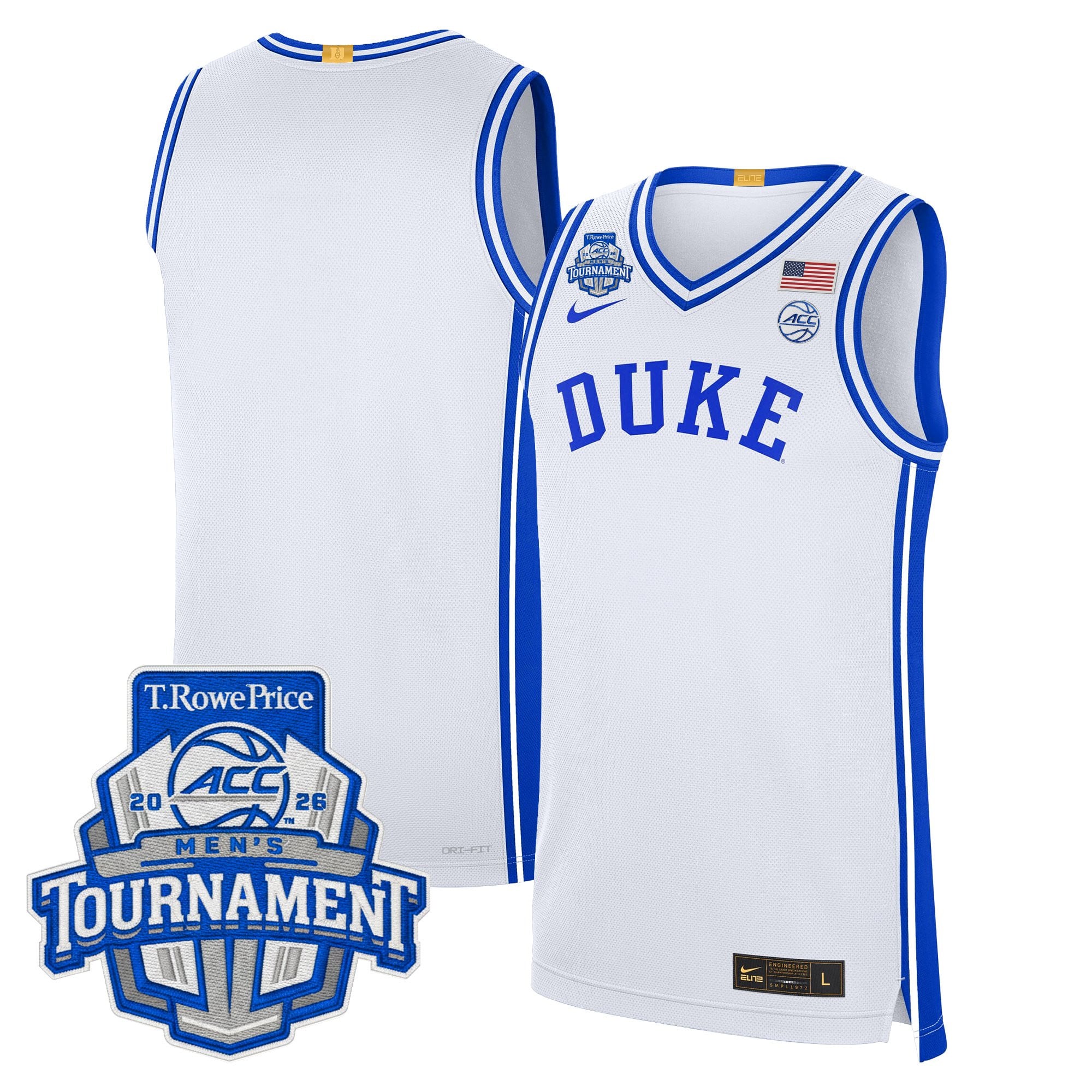 Men's Duke Blue Devils 2026 ACC Conference Tournament Champions Basketball Jersey - All Stitched