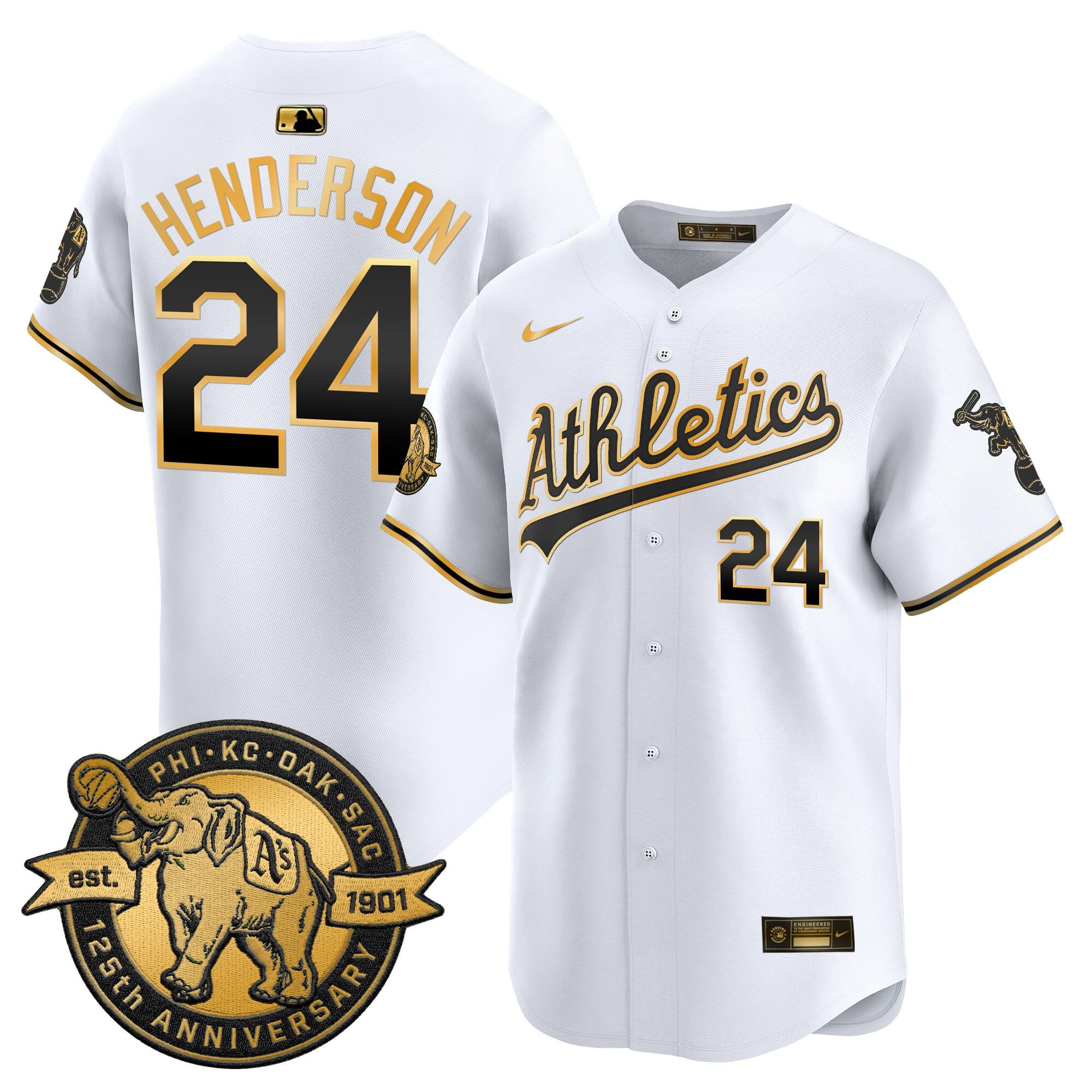 Men's Oakland Athletics 125th Anniversary Patch Vapor Premier Limited Jersey - All Stitched