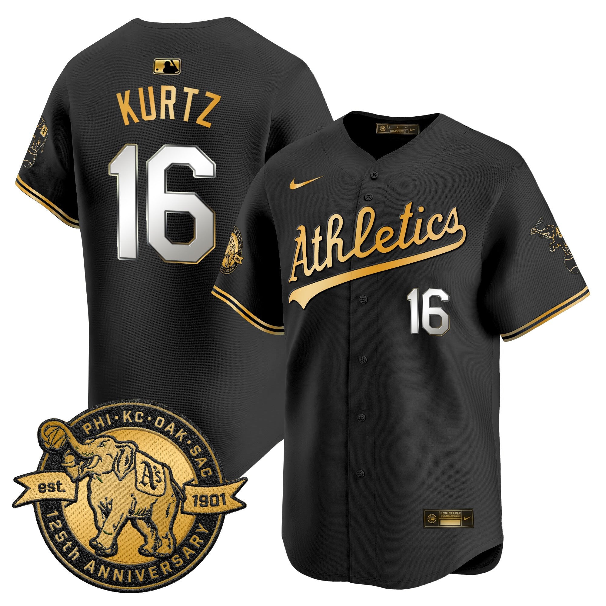Men's Oakland Athletics 125th Anniversary Patch Vapor Premier Limited Jersey - All Stitched