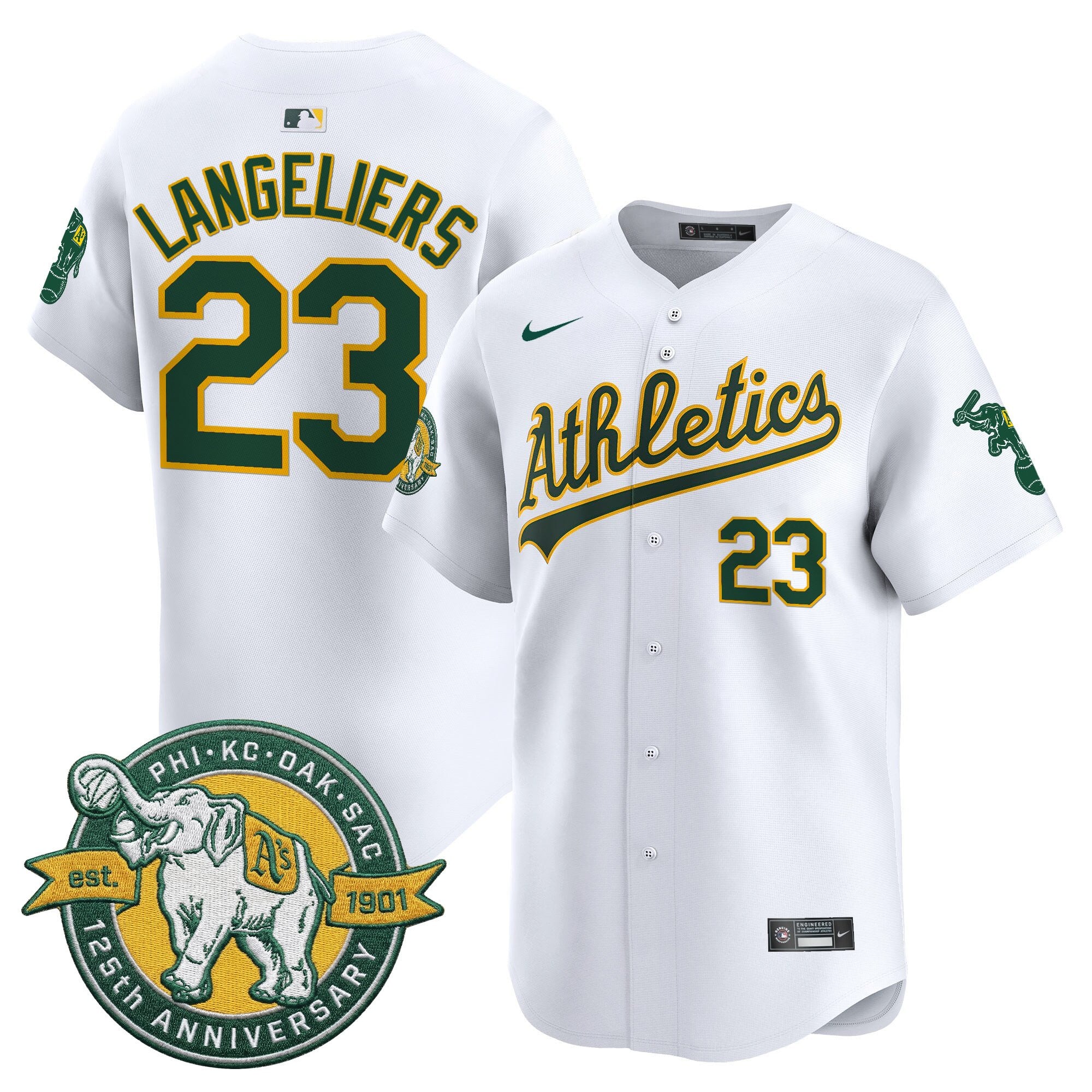 Men's Oakland Athletics 125th Anniversary Patch Vapor Premier Limited Jersey - All Stitched