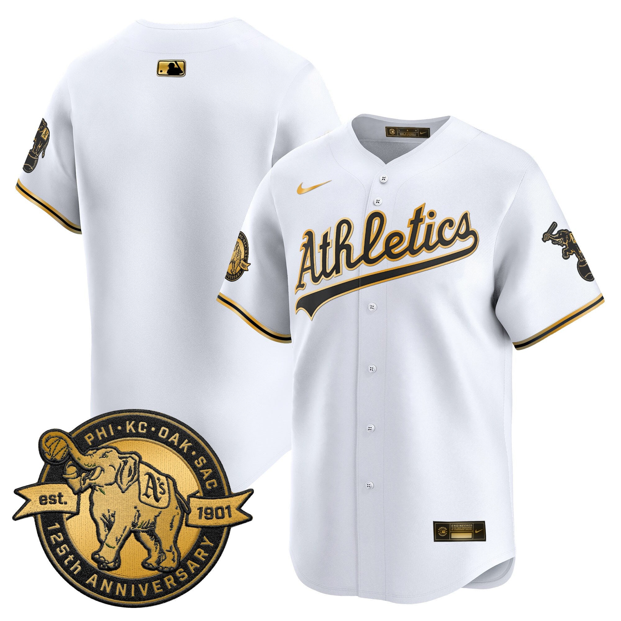 Men's Oakland Athletics 125th Anniversary Patch Vapor Premier Limited Jersey - All Stitched