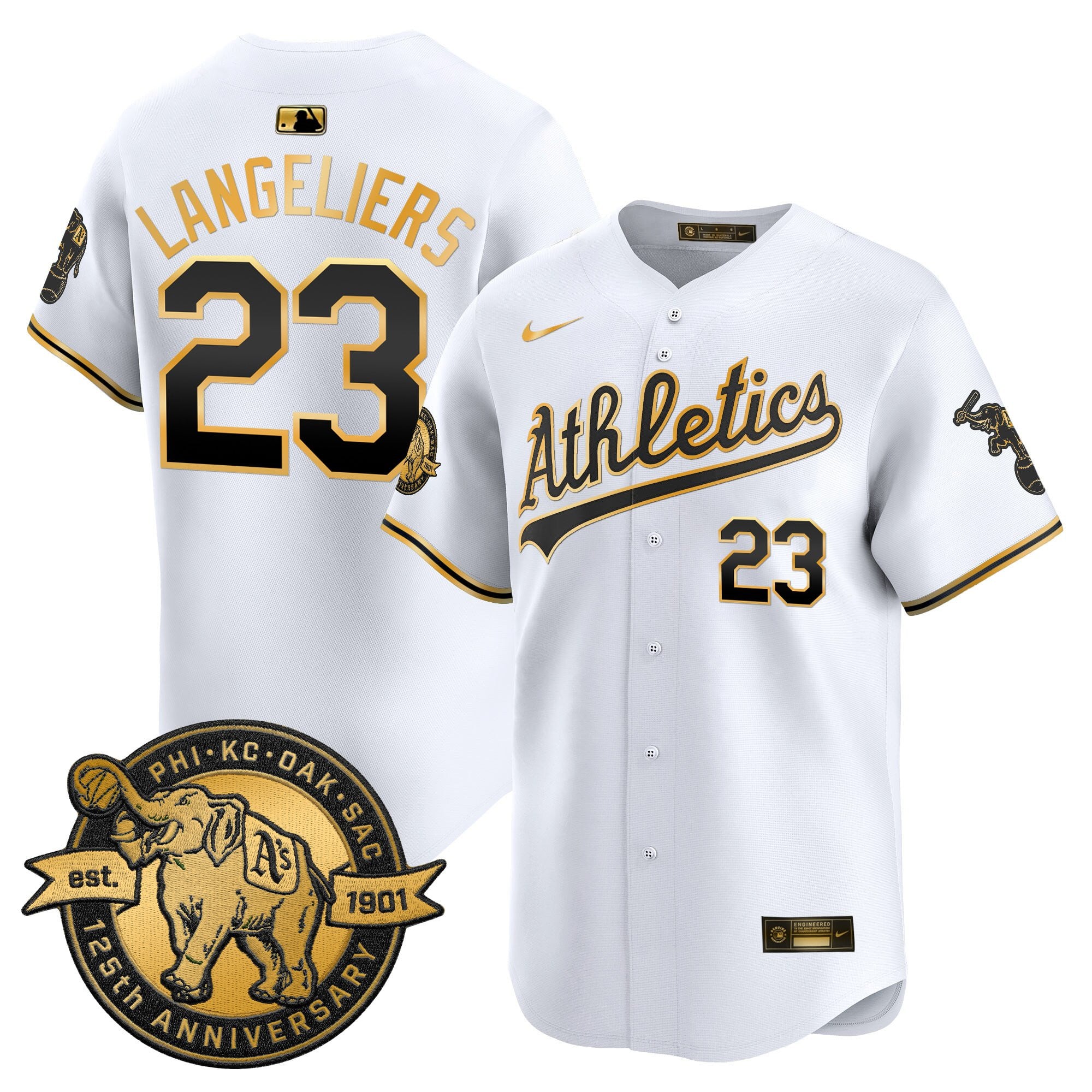 Men's Oakland Athletics 125th Anniversary Patch Vapor Premier Limited Jersey - All Stitched
