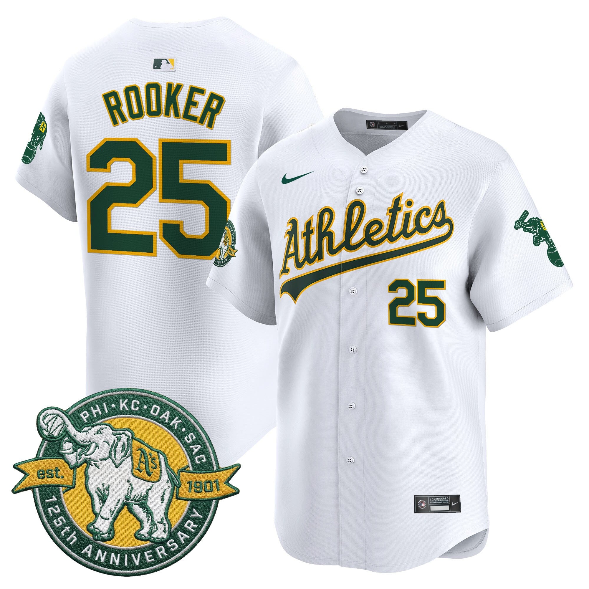 Men's Oakland Athletics 125th Anniversary Patch Vapor Premier Limited Jersey - All Stitched