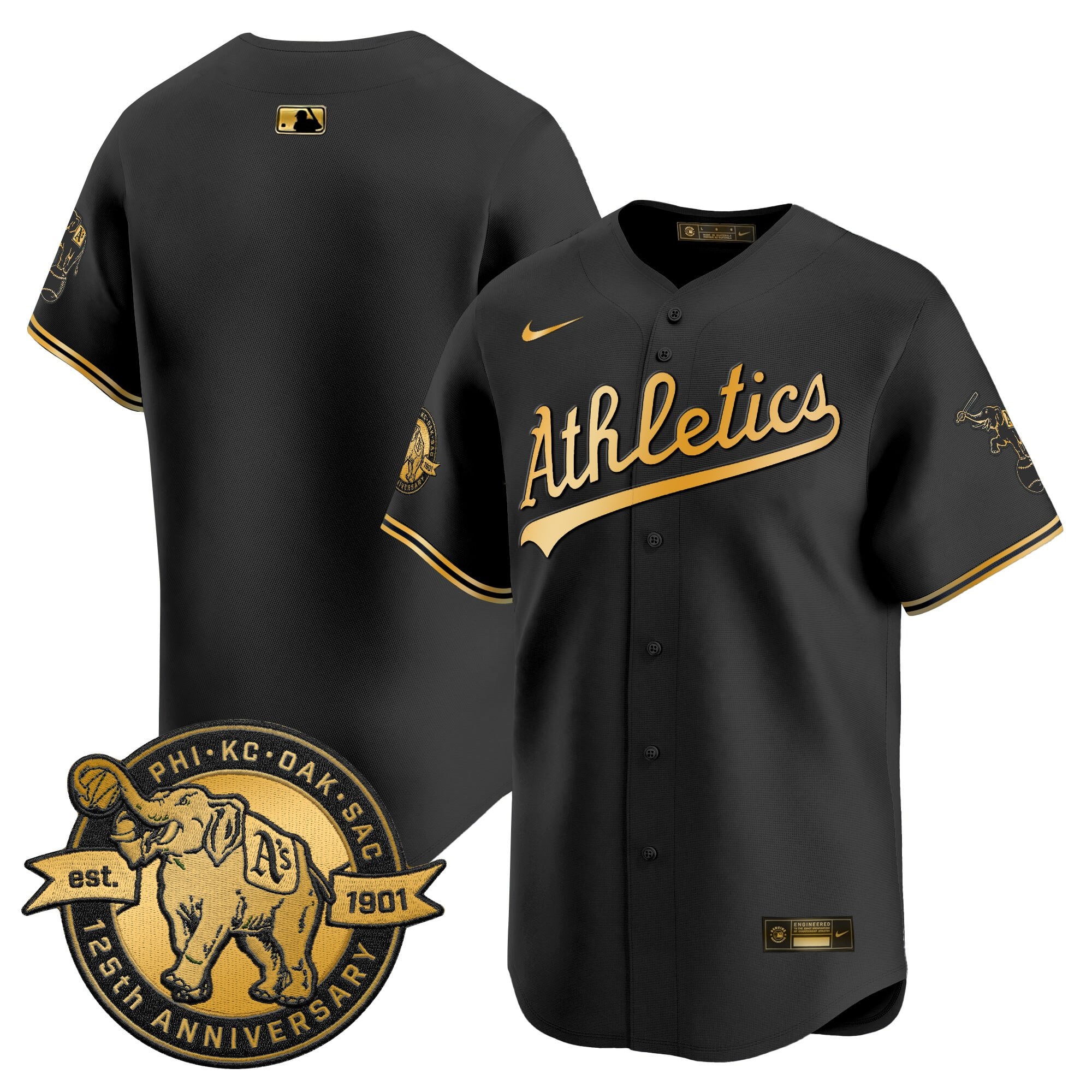 Men's Oakland Athletics 125th Anniversary Patch Vapor Premier Limited Jersey - All Stitched