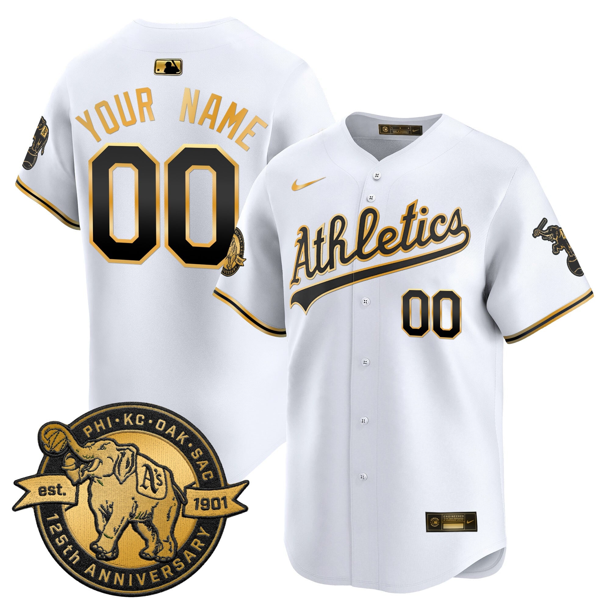 Oakland Athletics 125th Anniversary Patch Vapor Premier Limited Custom Jersey - All Stitched