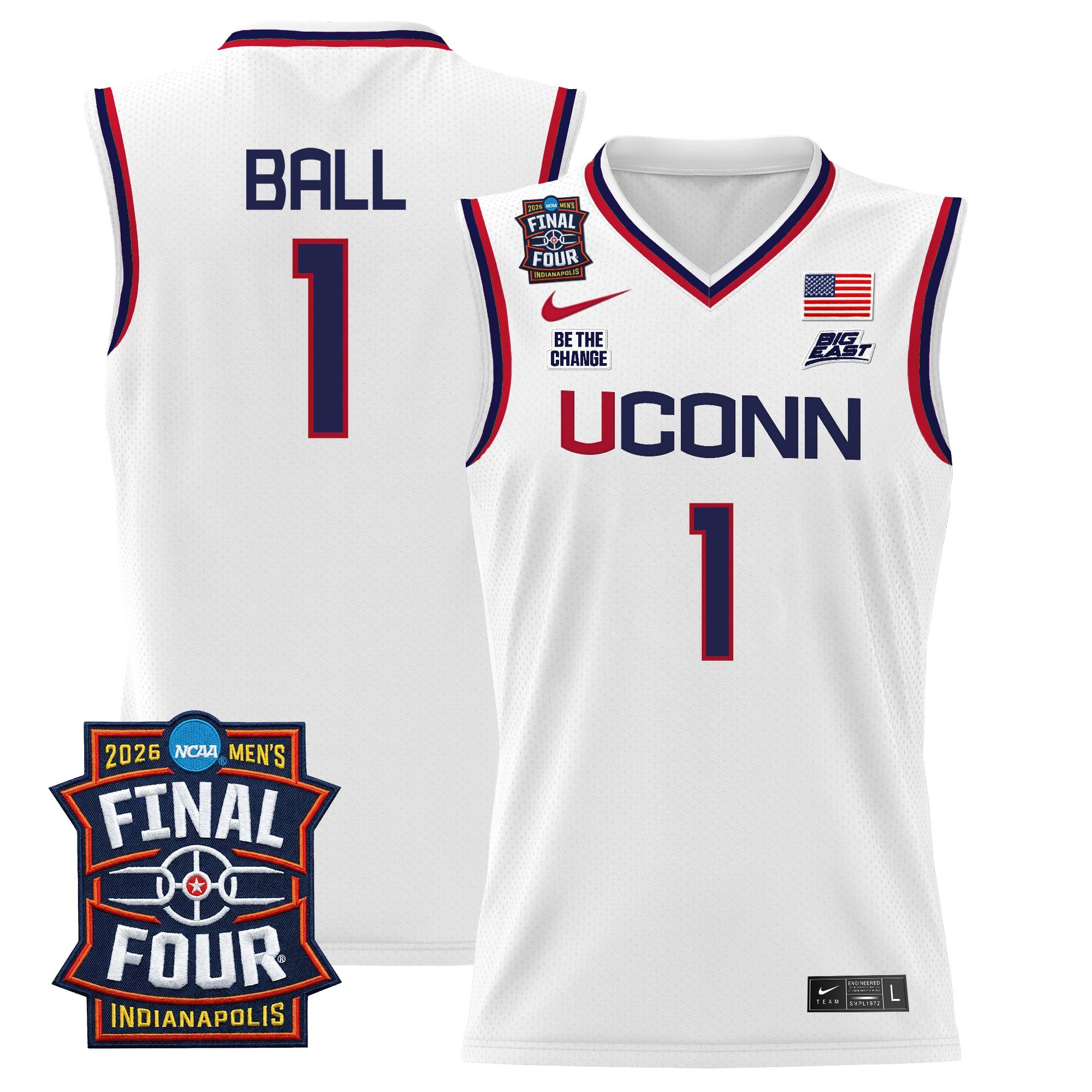 Men's UConn Huskies 2026 Final Four Patch Basketball Jersey - All Stitched