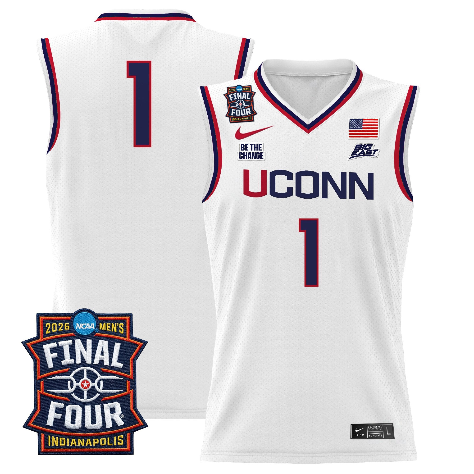 Men's UConn Huskies 2026 Final Four Patch Basketball Jersey - All Stitched