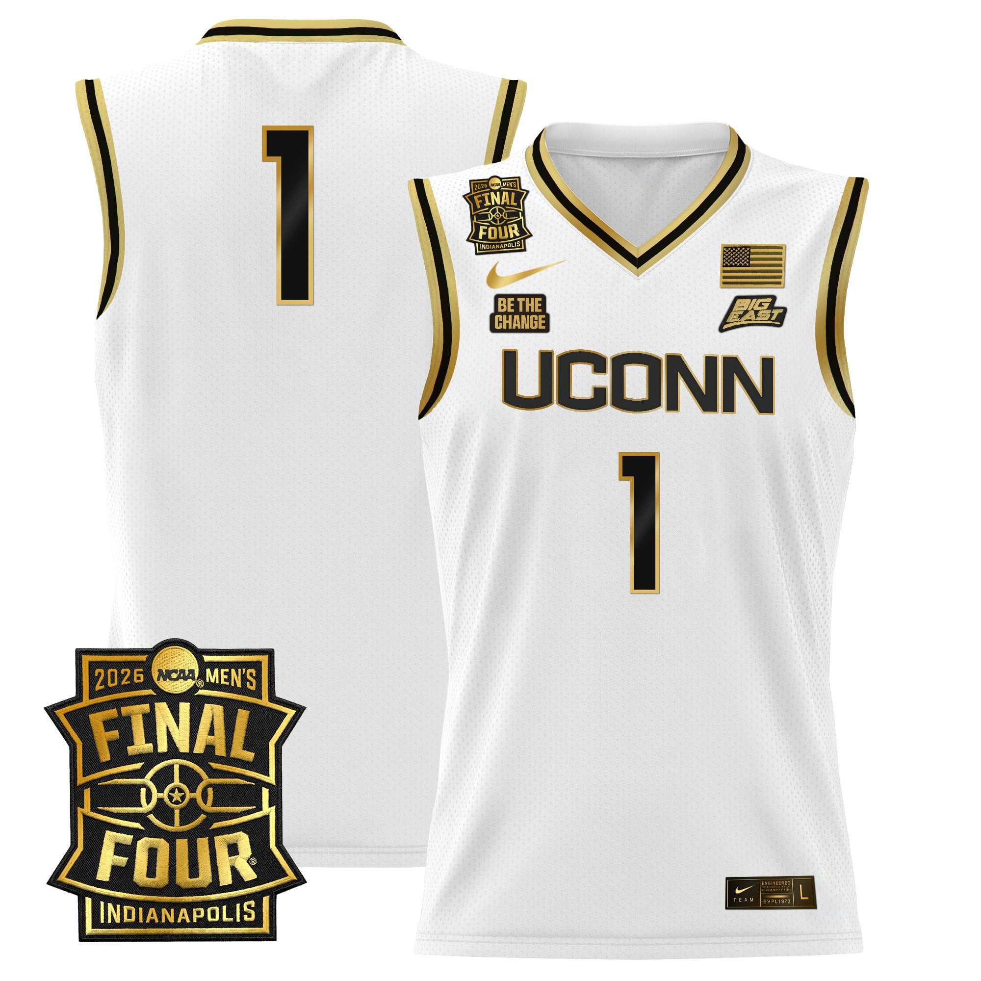 Men's UConn Huskies 2026 Final Four Patch Basketball Jersey - All Stitched
