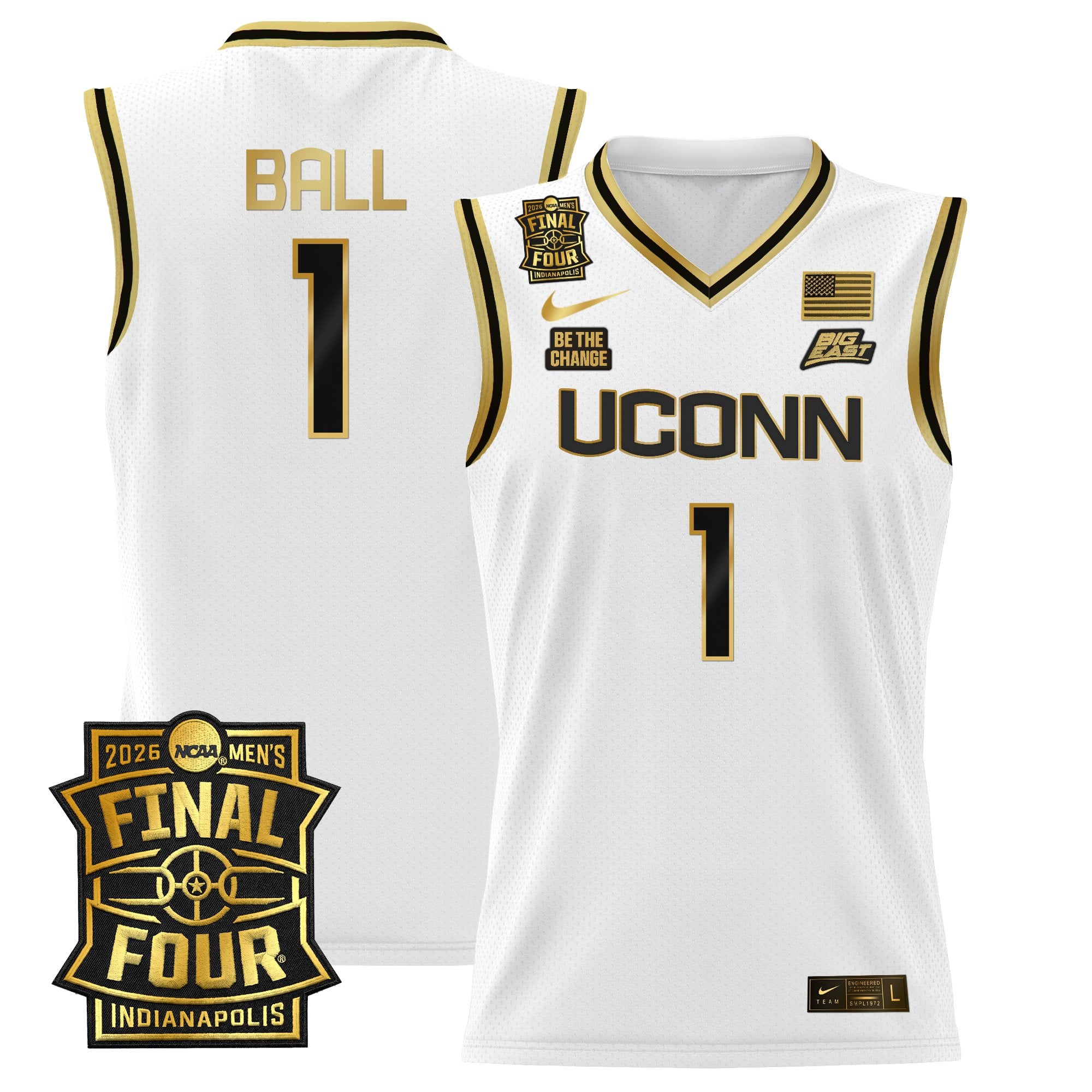 Men's UConn Huskies 2026 Final Four Patch Basketball Jersey - All Stitched