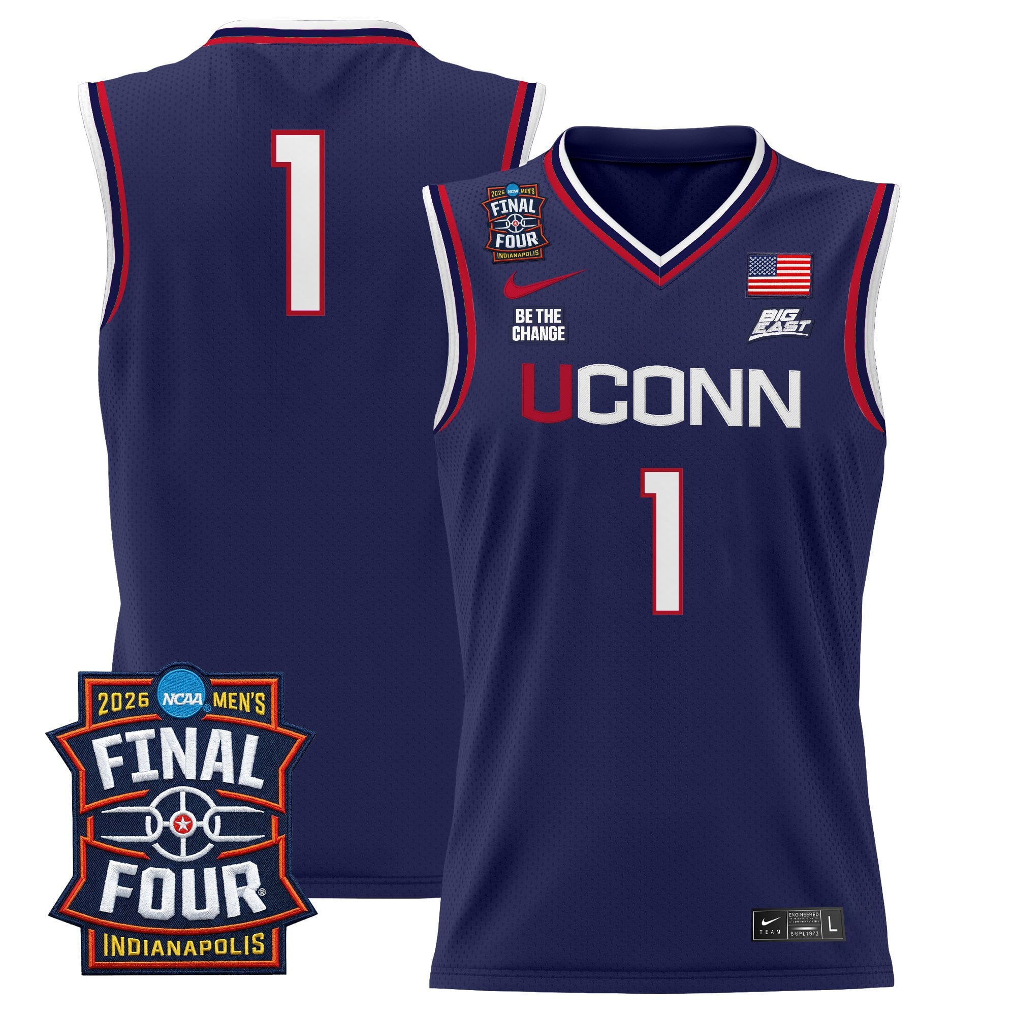 Men's UConn Huskies 2026 Final Four Patch Basketball Jersey - All Stitched