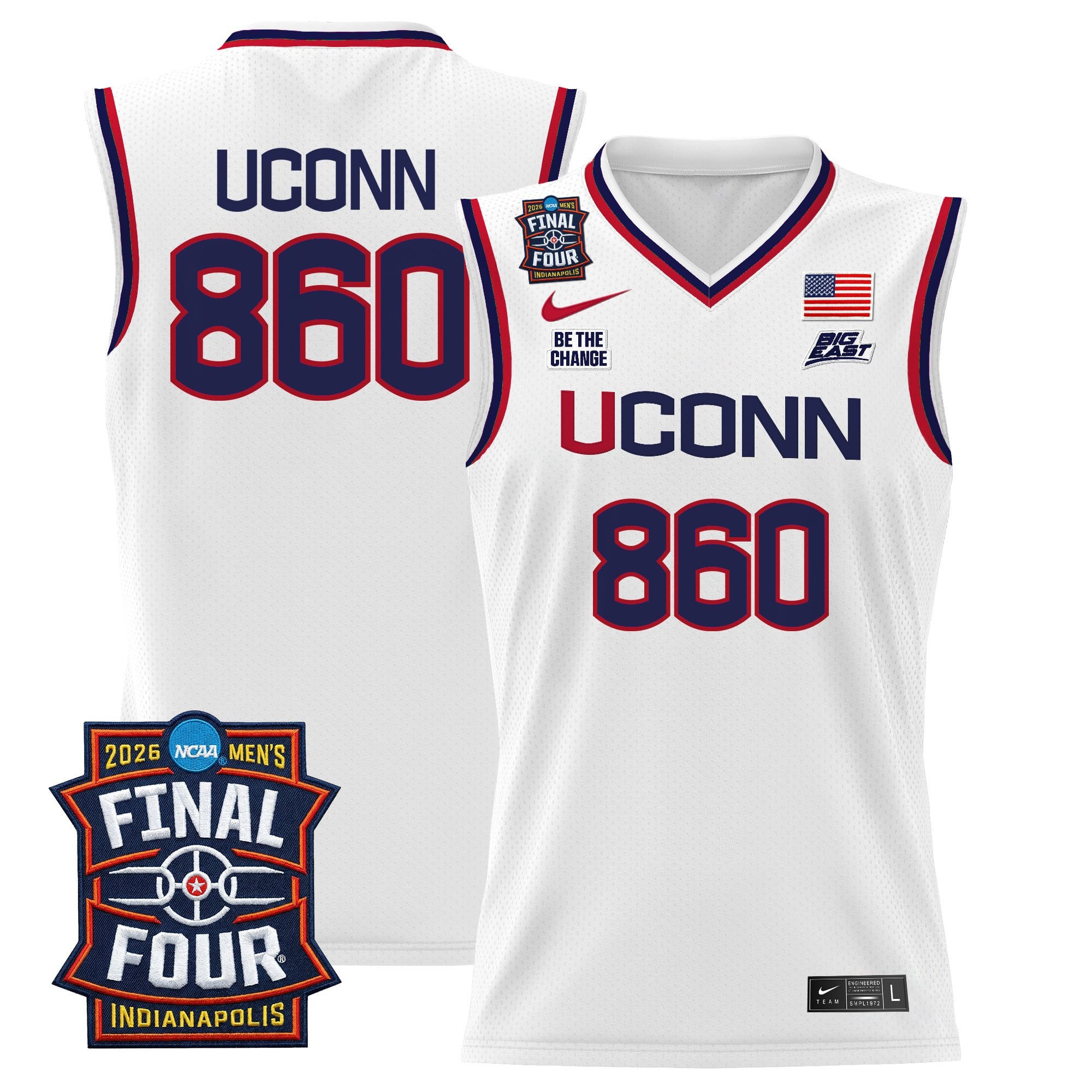 Men's UConn Huskies 2026 Final Four Patch Basketball Jersey - All Stitched