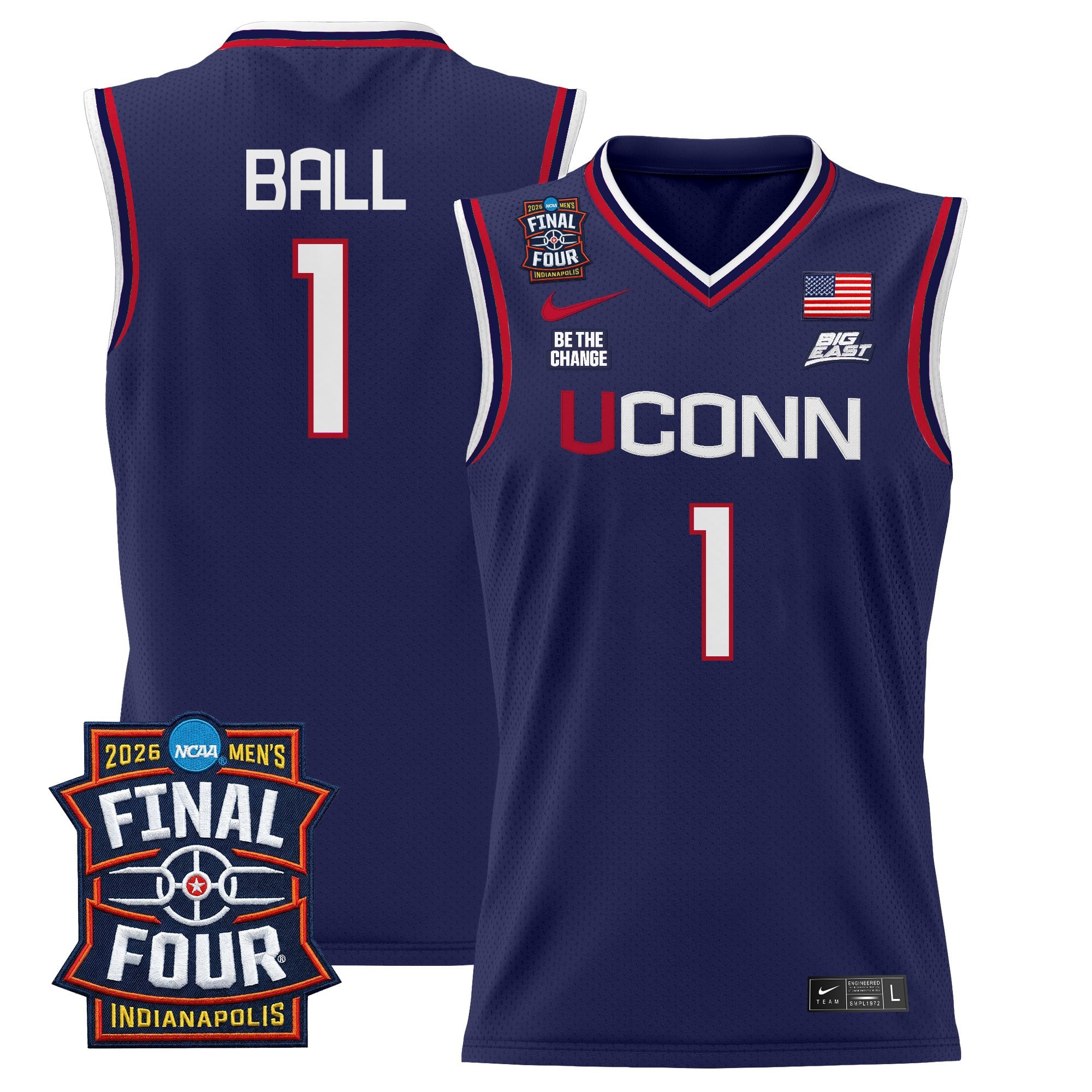 Men's UConn Huskies 2026 Final Four Patch Basketball Jersey - All Stitched
