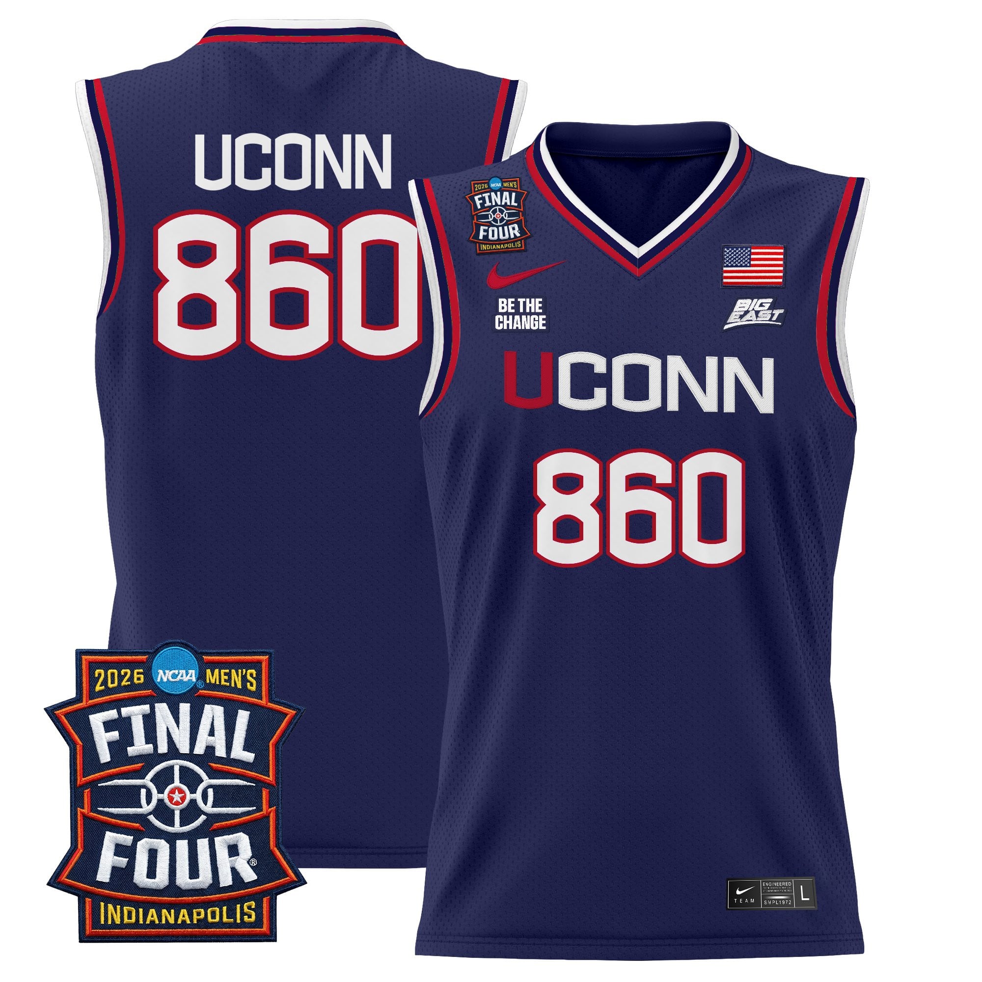 Men's UConn Huskies 2026 Final Four Patch Basketball Jersey - All Stitched