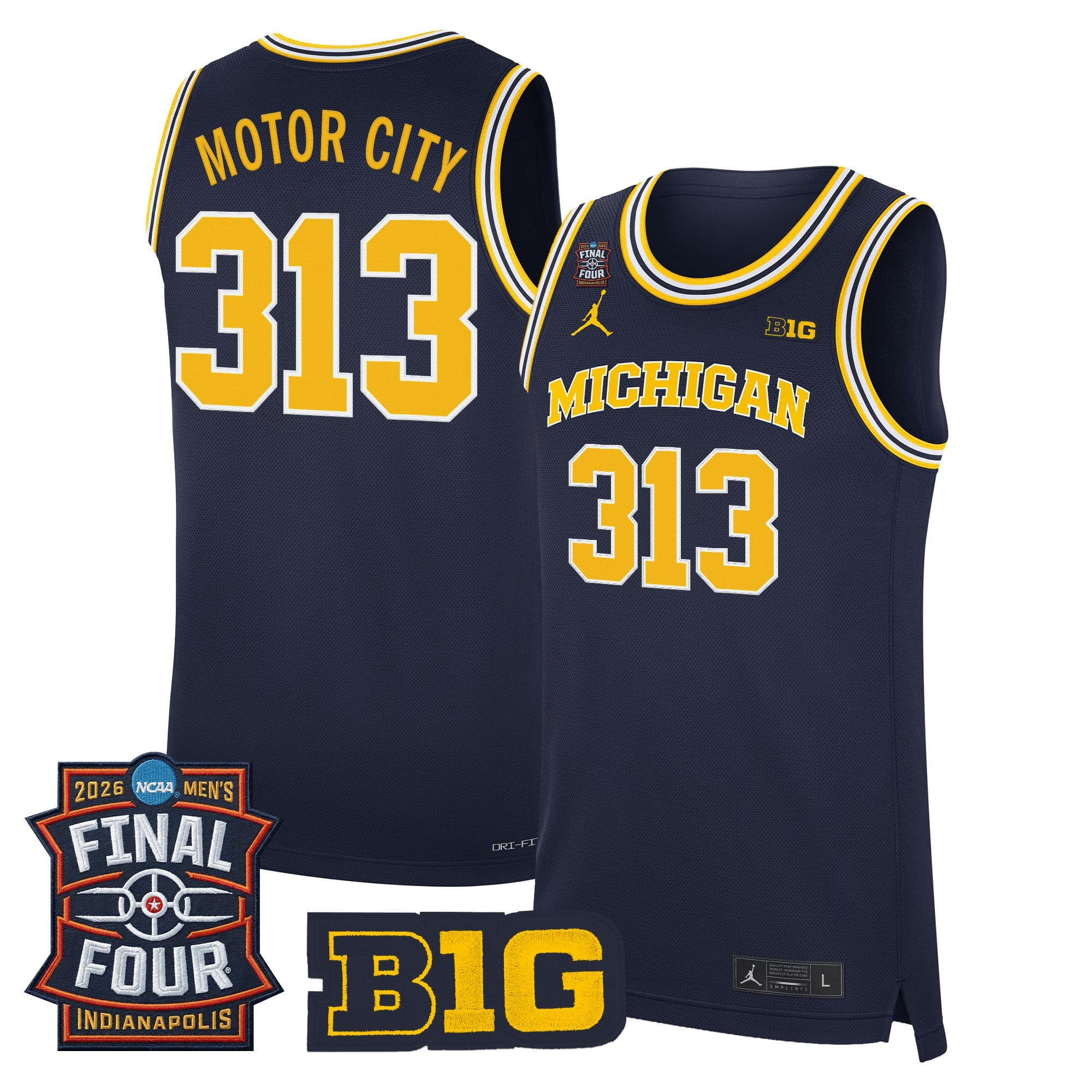 Men's Michigan Wolverines 2026 Final Four Patch Basketball Jersey - All Stitched