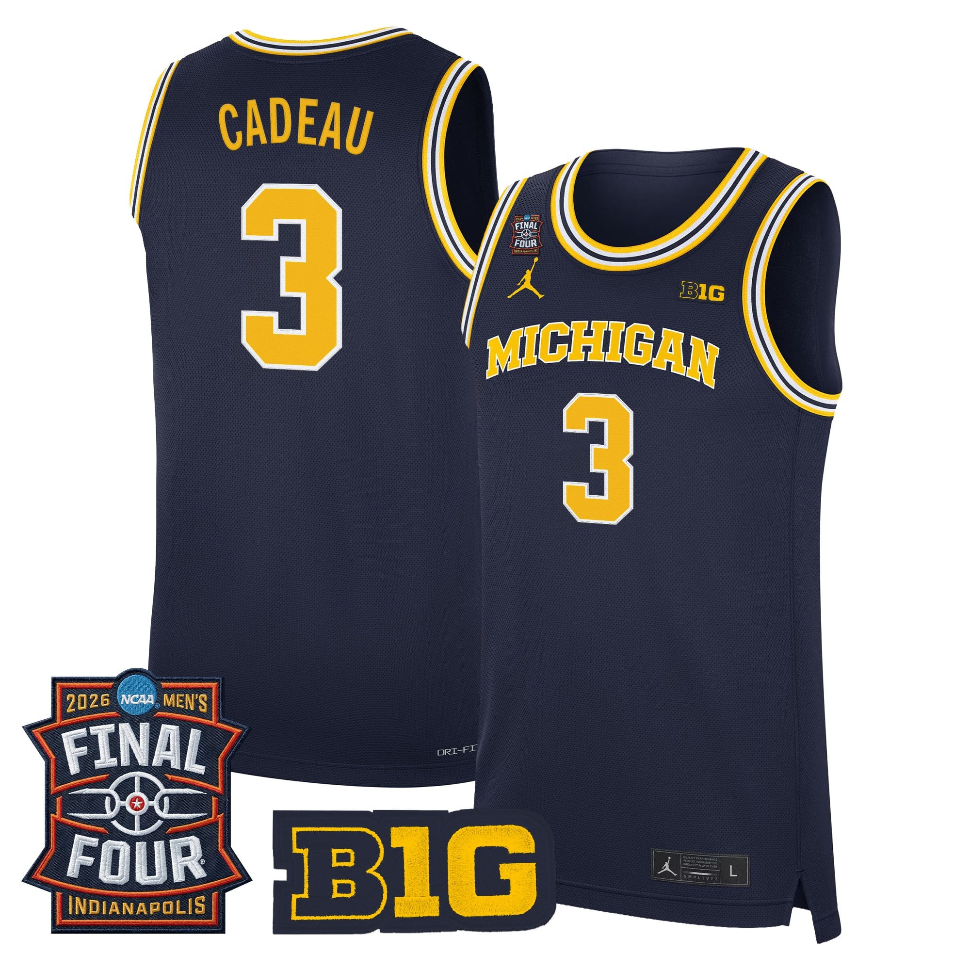 Men's Michigan Wolverines 2026 Final Four Patch Basketball Jersey - All Stitched