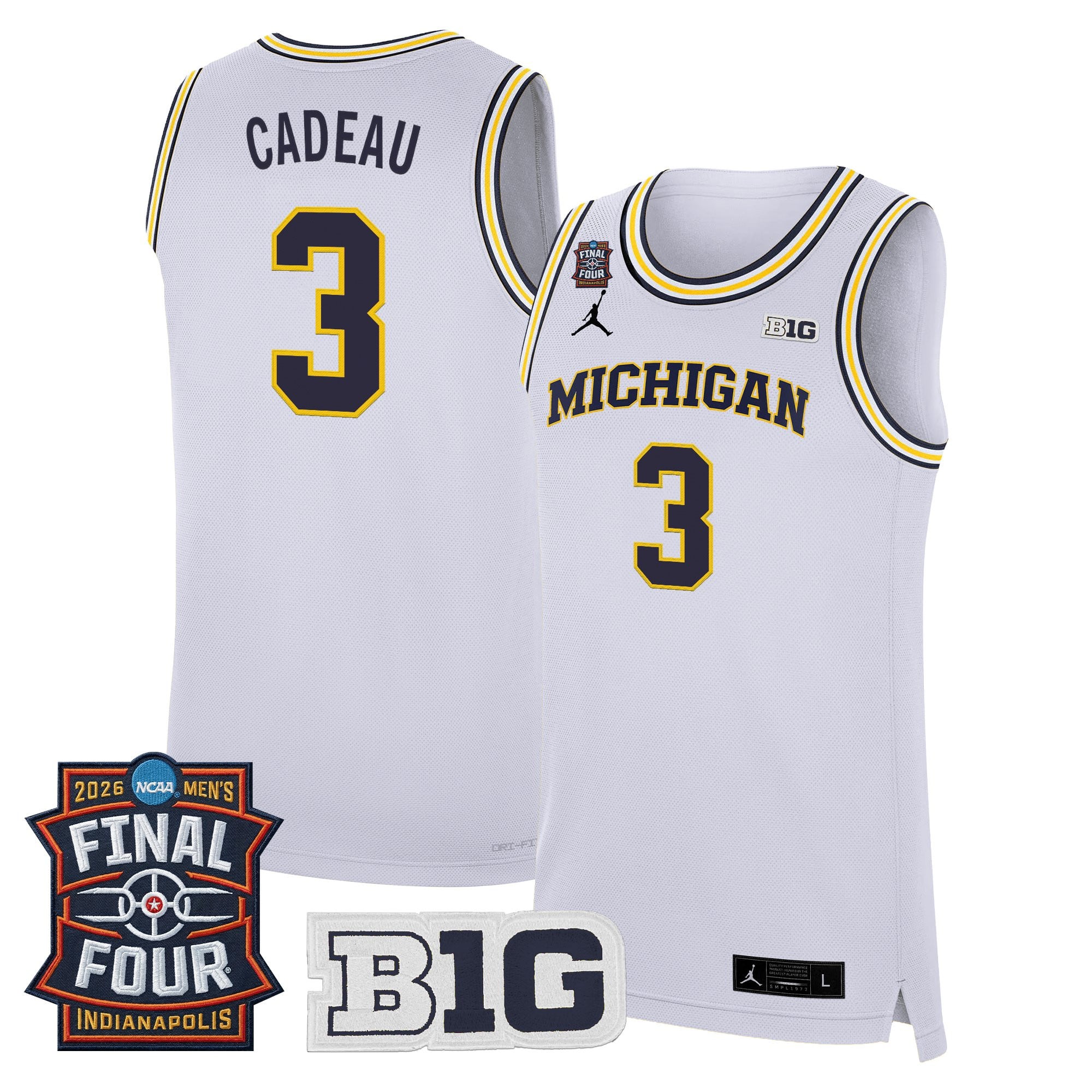 Men's Michigan Wolverines 2026 Final Four Patch Basketball Jersey - All Stitched