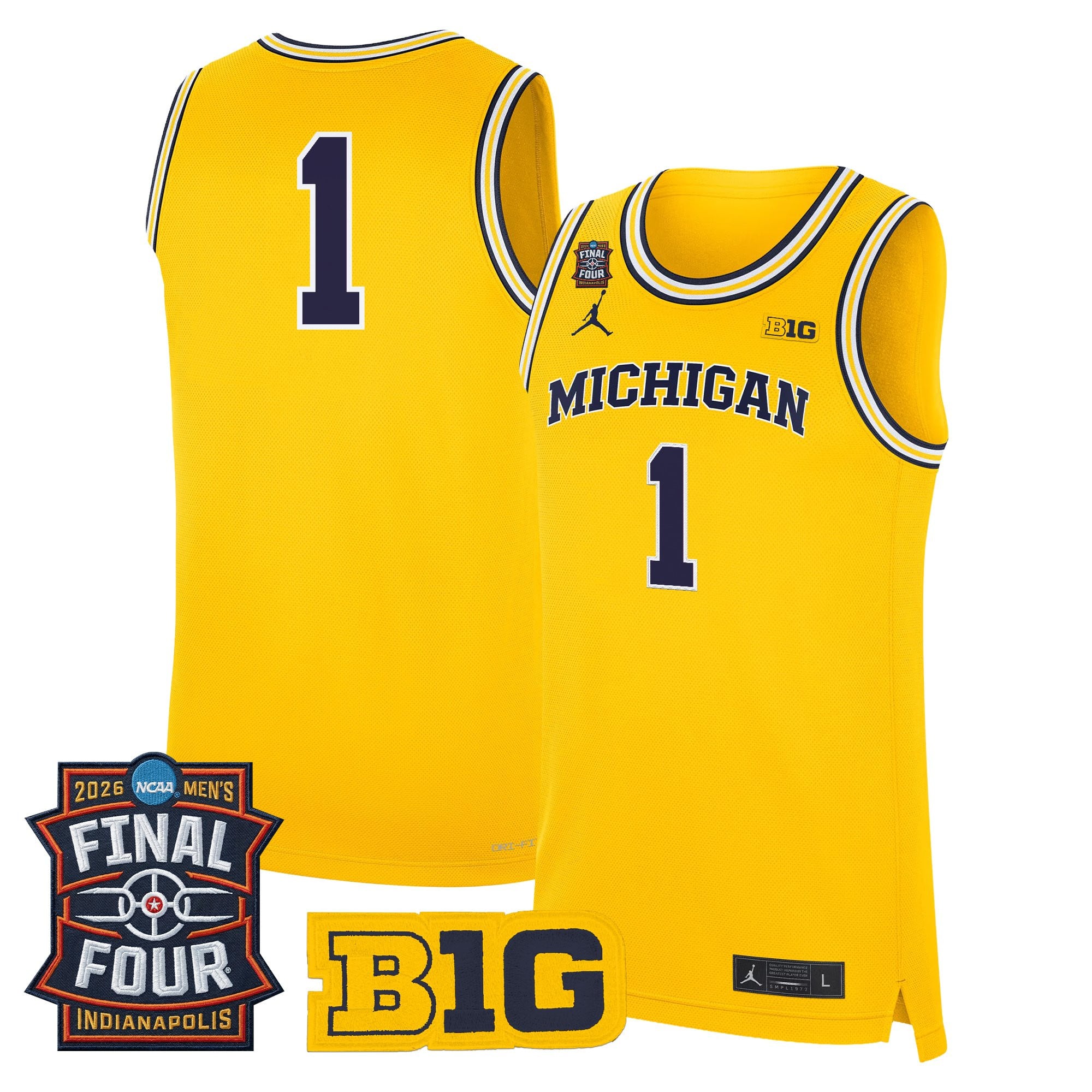 Men's Michigan Wolverines 2026 Final Four Patch Basketball Jersey - All Stitched