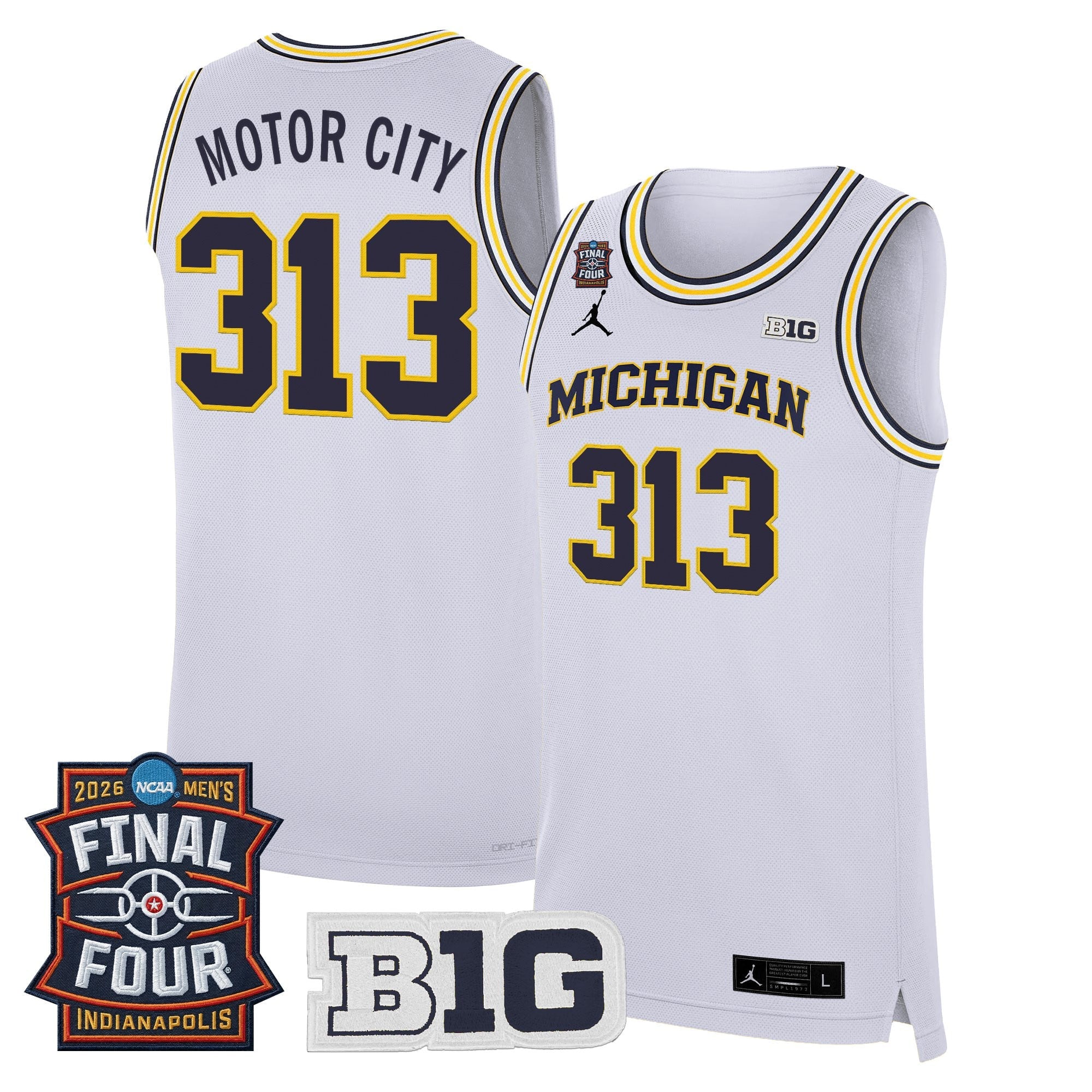 Men's Michigan Wolverines 2026 Final Four Patch Basketball Jersey - All Stitched
