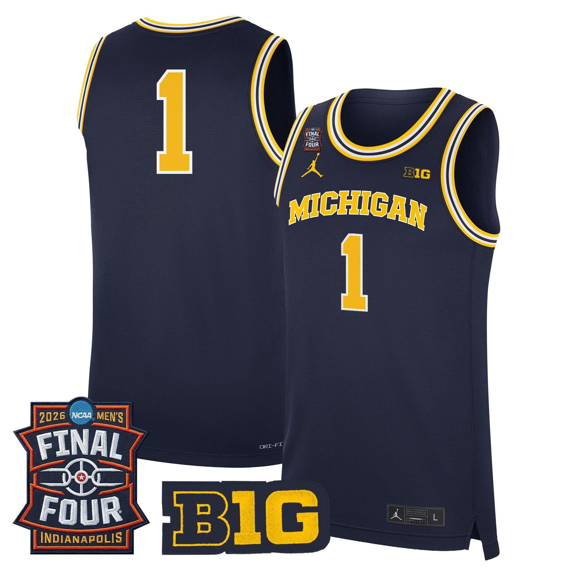 Men's Michigan Wolverines 2026 Final Four Patch Basketball Jersey - All Stitched
