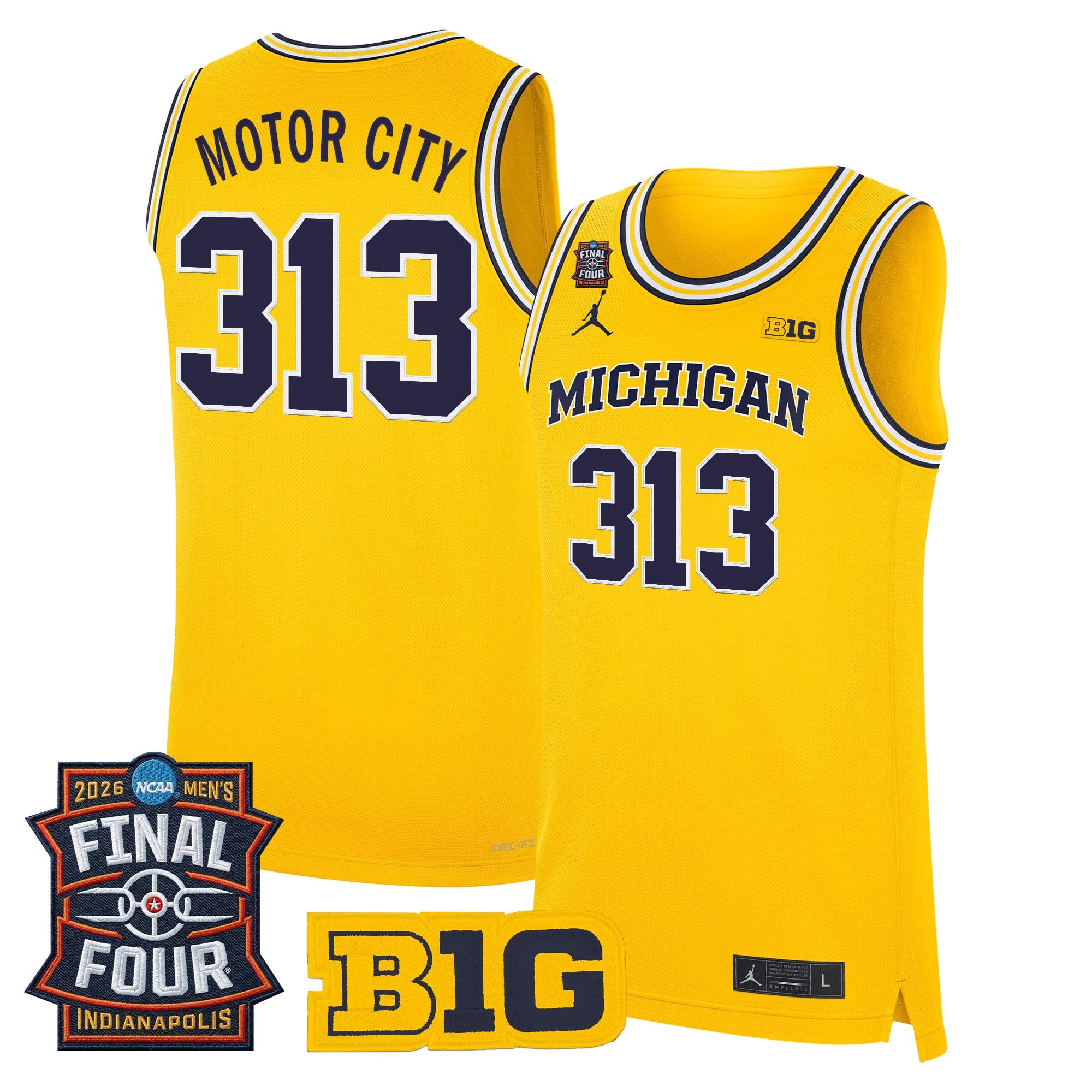 Men's Michigan Wolverines 2026 Final Four Patch Basketball Jersey - All Stitched