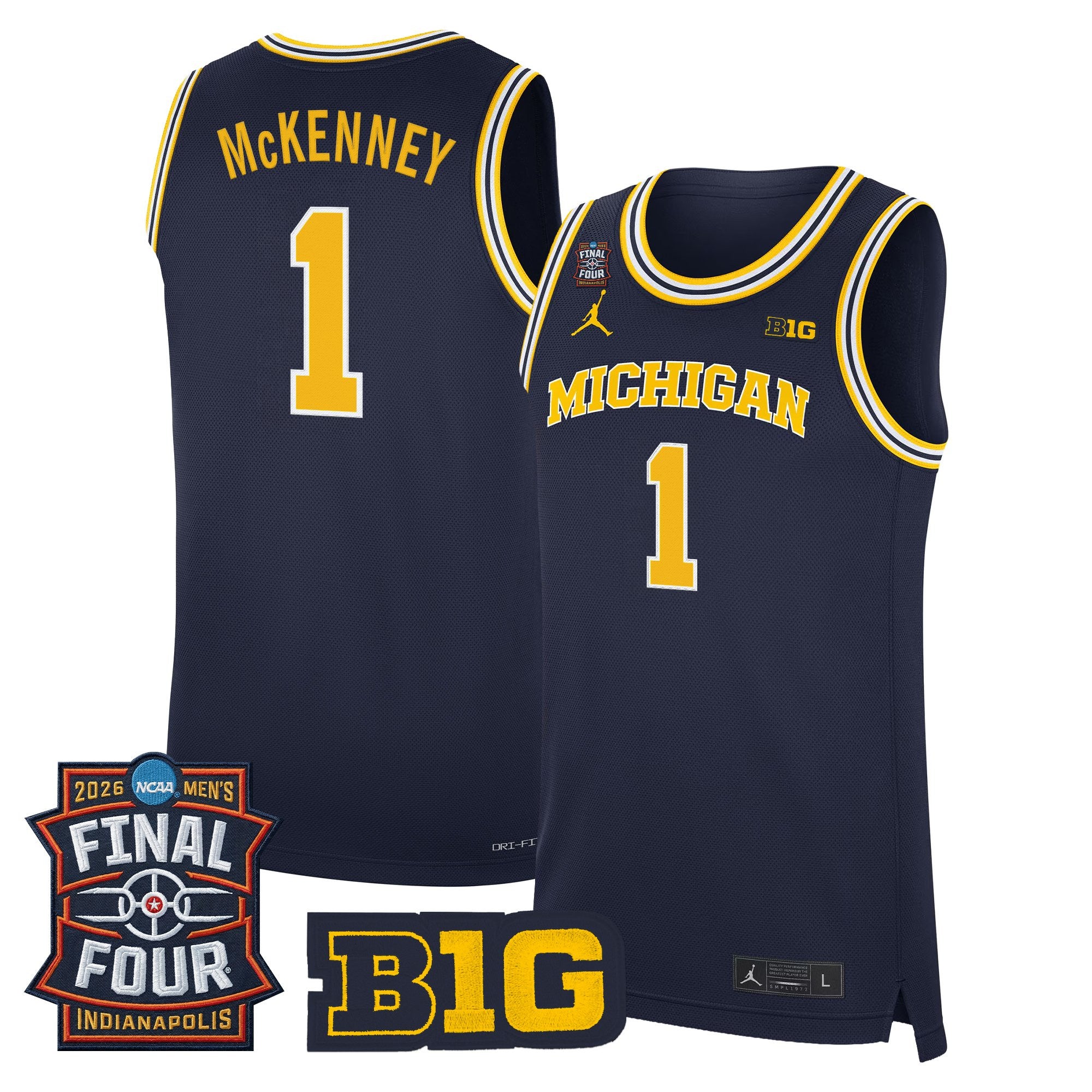 Men's Michigan Wolverines 2026 Final Four Patch Basketball Jersey - All Stitched