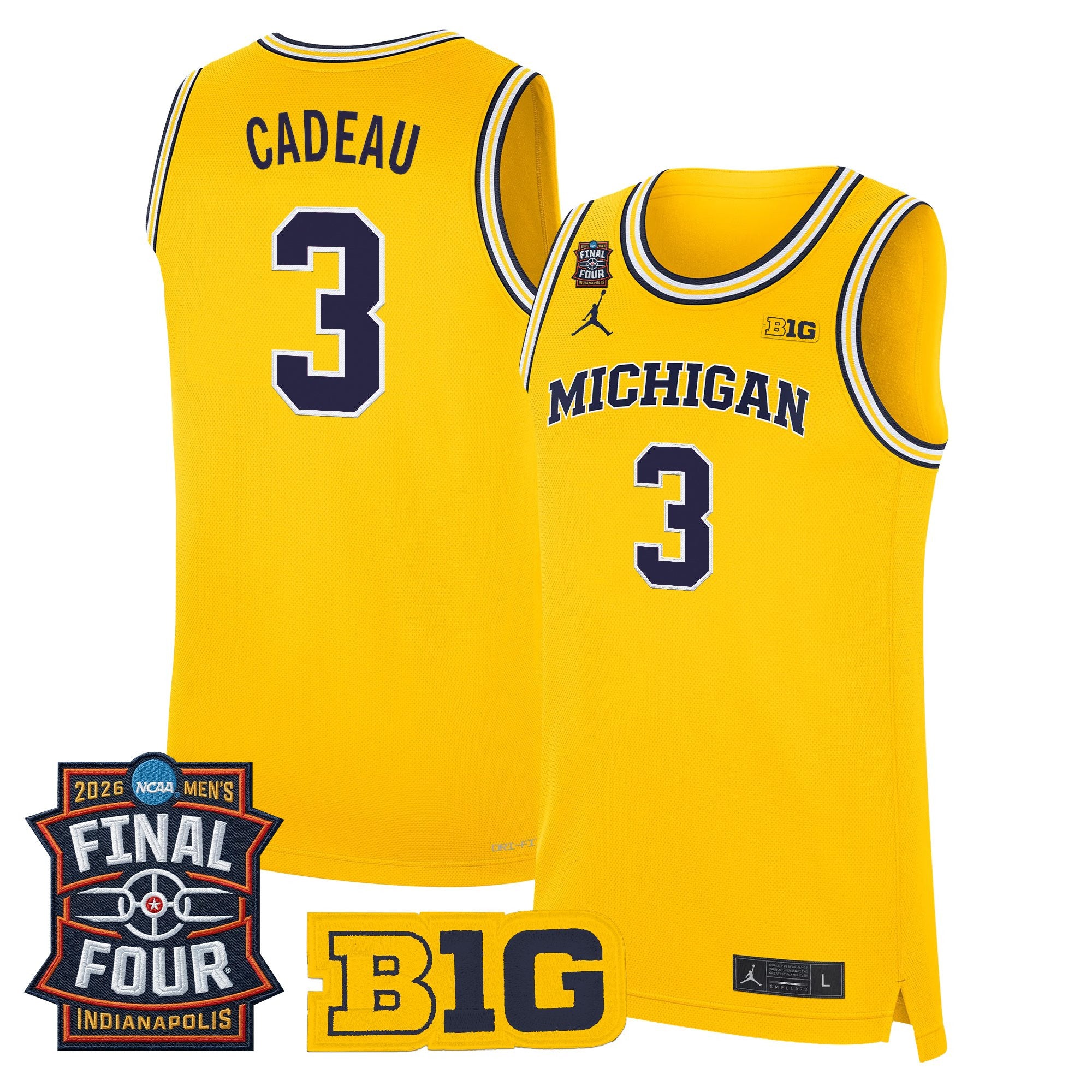 Men's Michigan Wolverines 2026 Final Four Patch Basketball Jersey - All Stitched