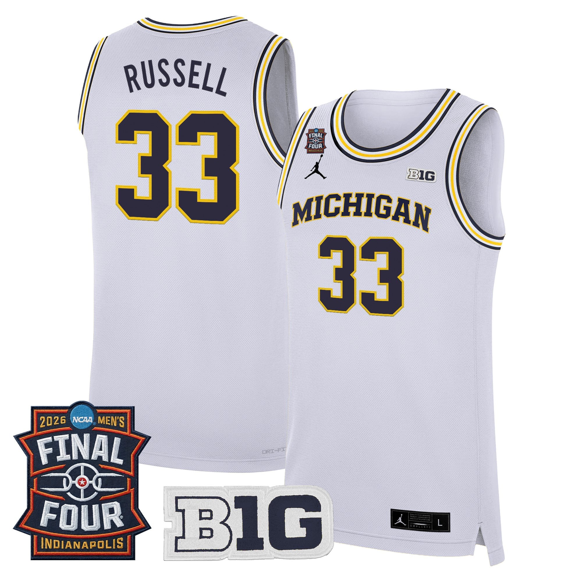 Men's Michigan Wolverines 2026 Final Four Patch Basketball Jersey - All Stitched