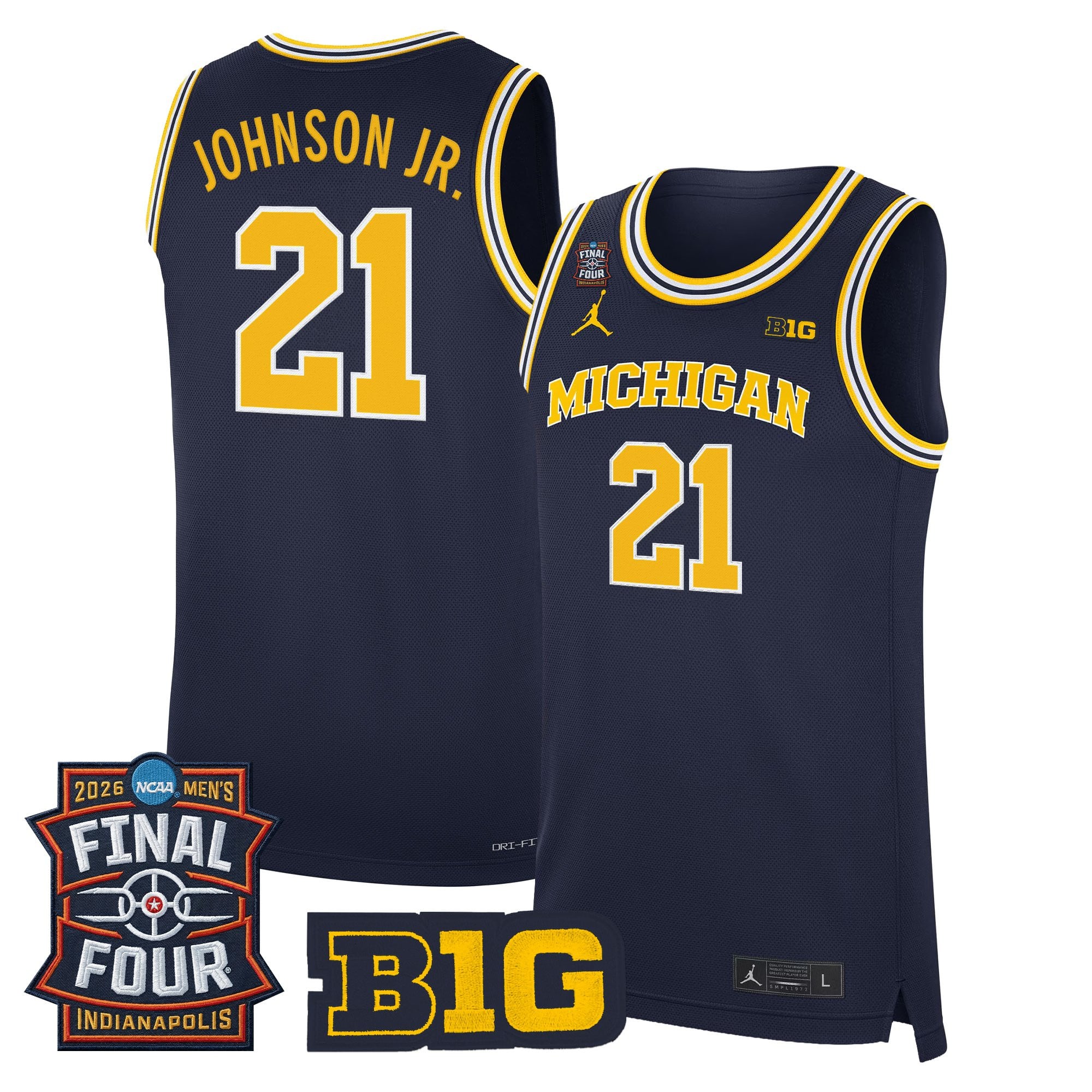 Men's Michigan Wolverines 2026 Final Four Patch Basketball Jersey - All Stitched