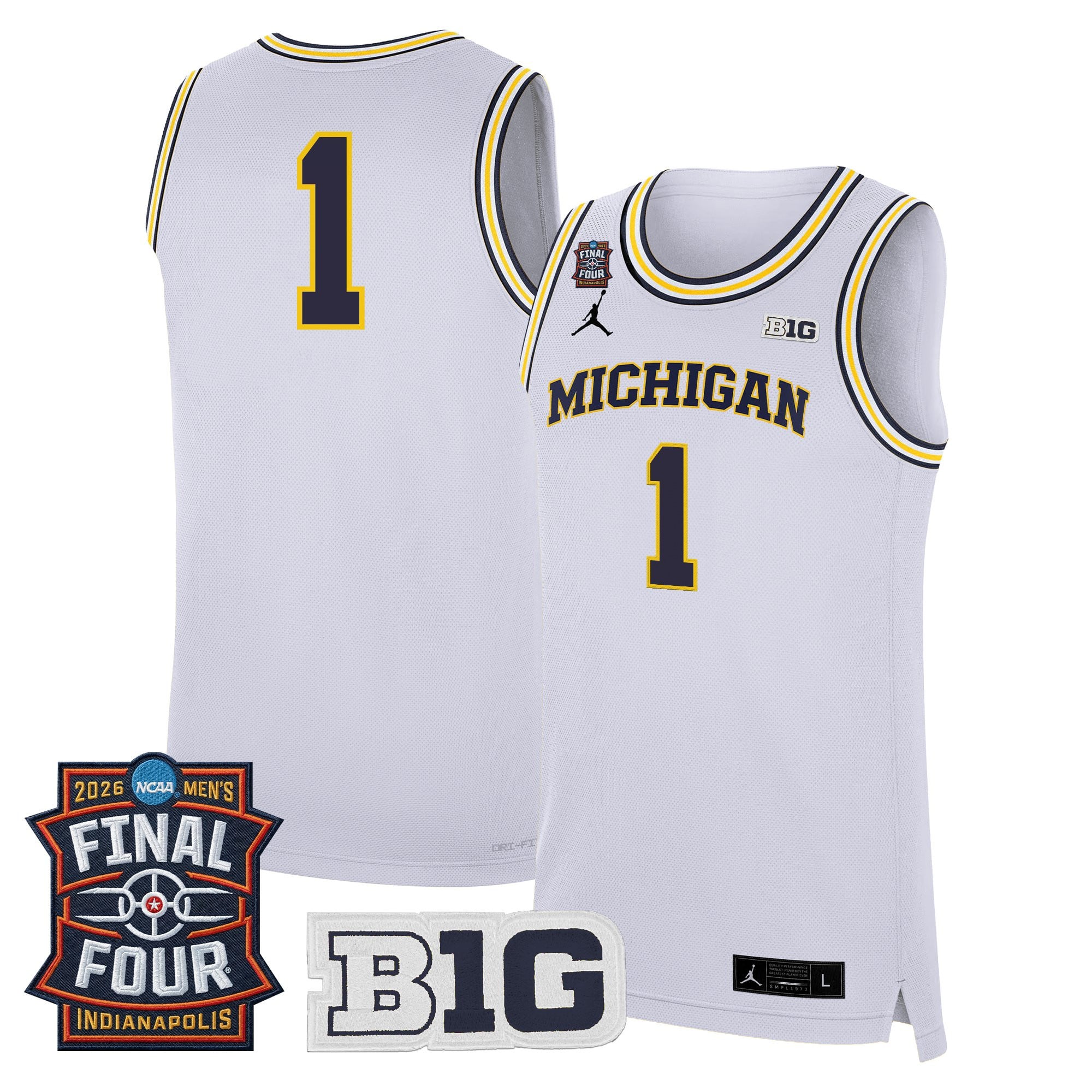 Men's Michigan Wolverines 2026 Final Four Patch Basketball Jersey - All Stitched