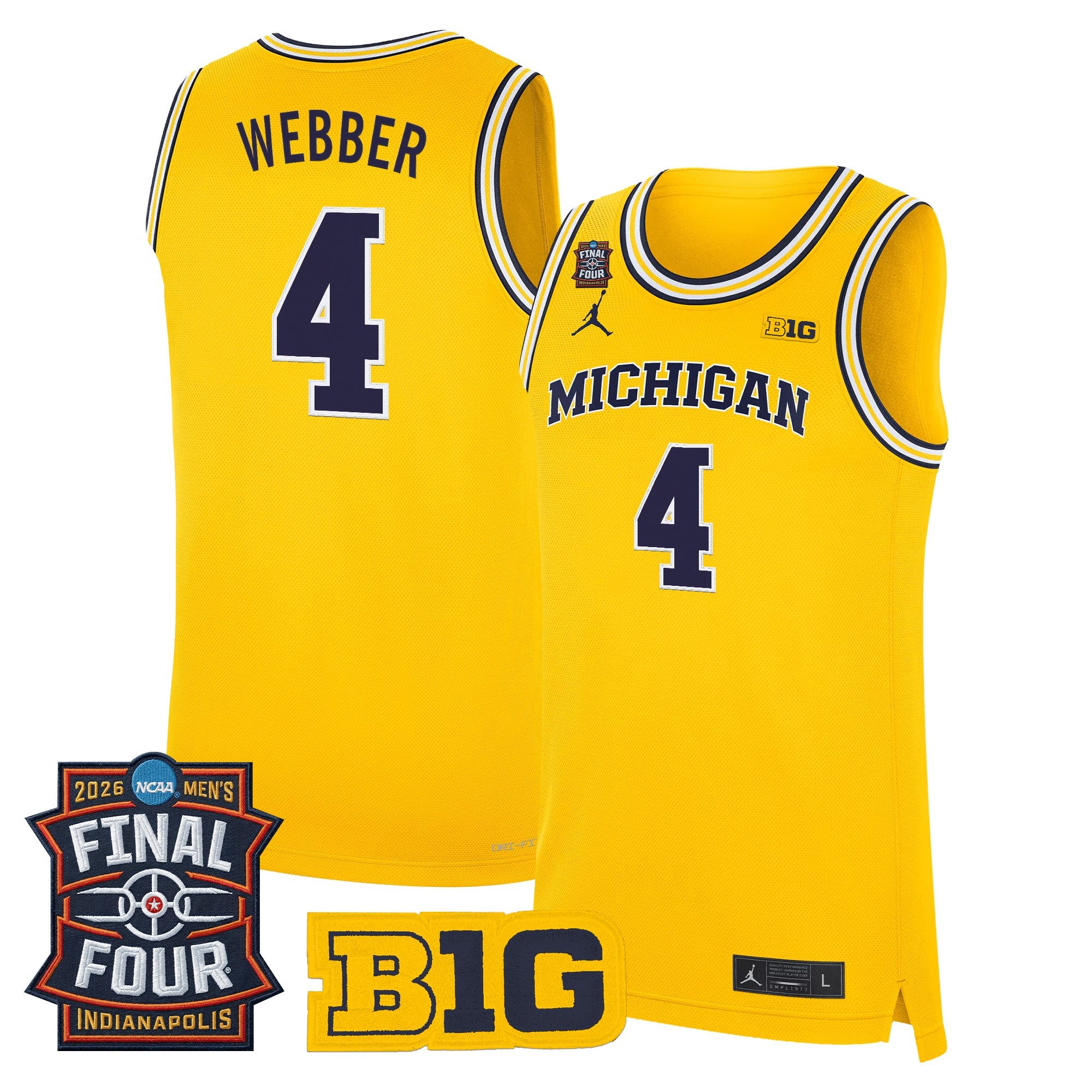 Men's Michigan Wolverines 2026 Final Four Patch Basketball Jersey - All Stitched