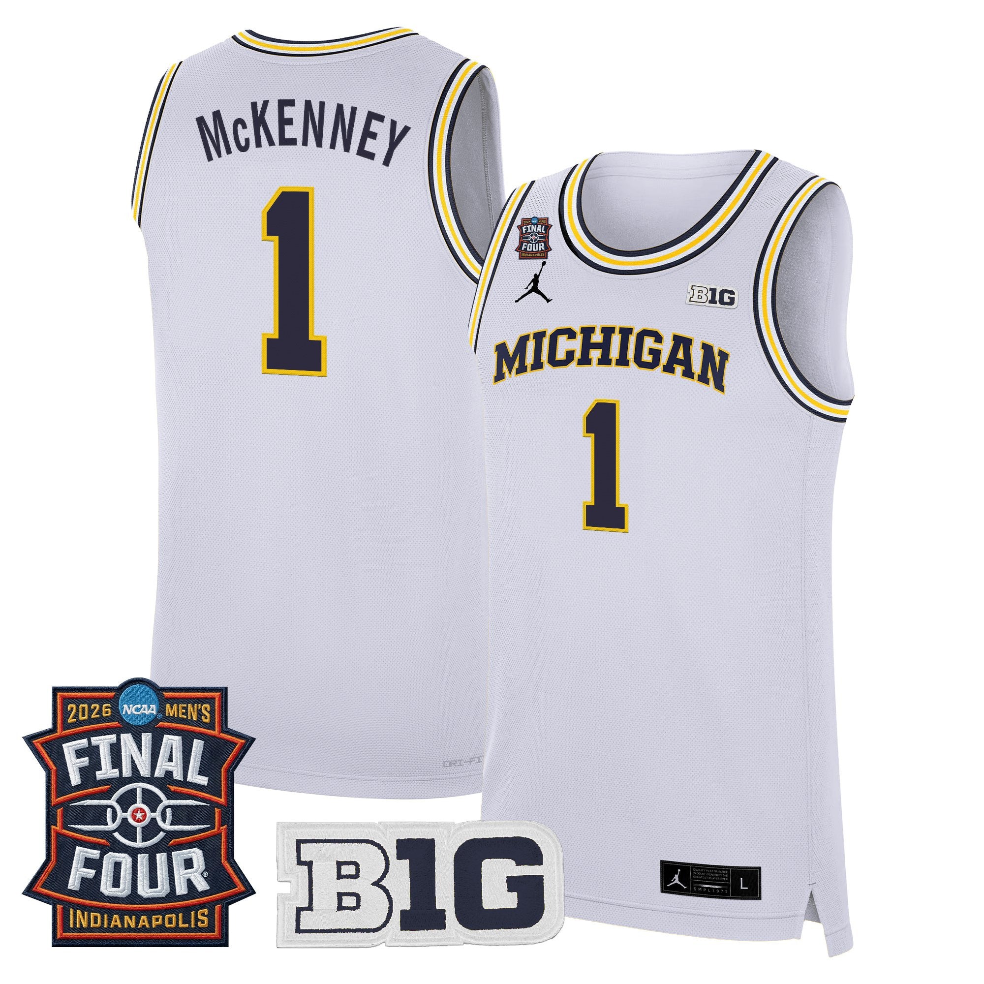 Men's Michigan Wolverines 2026 Final Four Patch Basketball Jersey - All Stitched