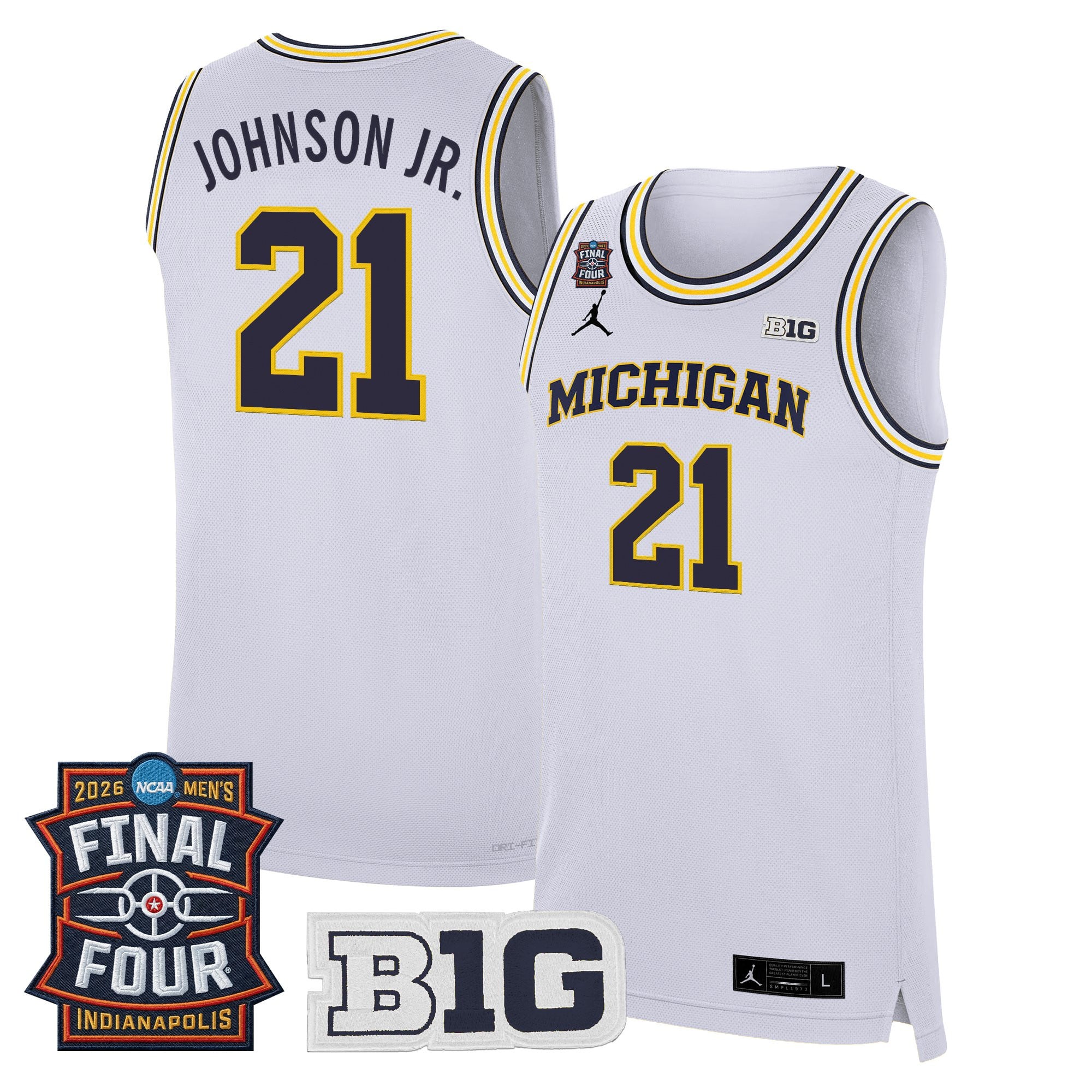 Men's Michigan Wolverines 2026 Final Four Patch Basketball Jersey - All Stitched